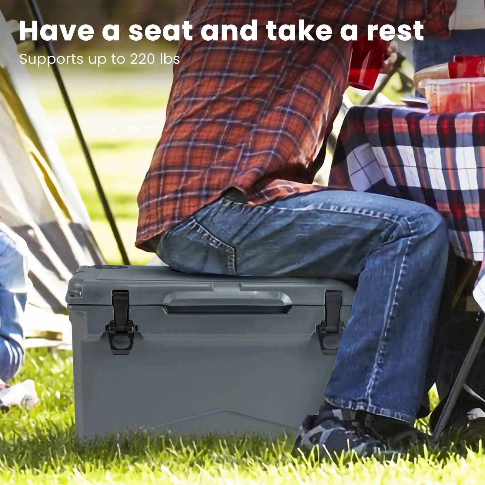 Rotomolded Cooler with Integrated Cup Holders and Bottle Opener - Energize Trek