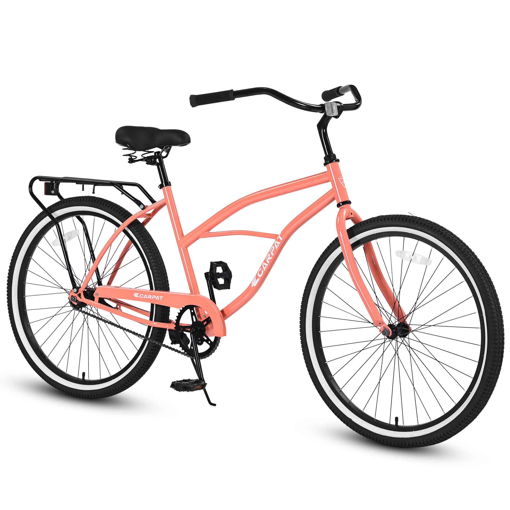 S26204 26 Inch Beach Cruiser Bike For Men And Women, Steel Frame, Single Speed Drivetrain, Upright Comfortable Rides, Multiple Colors - Energize Trek