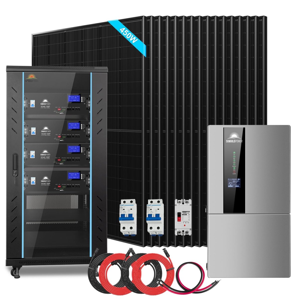 Hybrid Solar Kit 11.4KW 48V Split Phase 20.48KWH/51.2KWH Lithium Battery 450 Watt Solar Panel SGH-11N2E/ SGH-11N5E - Energize Trek