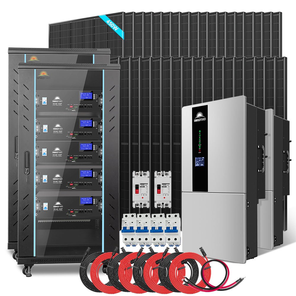Hybrid Solar Kit 11.4KW 48V Split Phase 51.2 KWH Lithium Battery 36 X 450 Watt Solar Panel  SGH-11N5E - Energize Trek