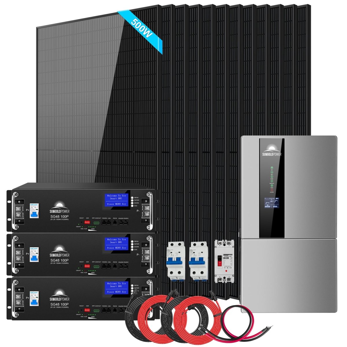 Hybrid Solar Kit 7.6KW 48V Split Phase 15.36KWH/30.72KWH Lithium Battery 415/ 500 Watt Solar Panel SGH-7.6N3E/ SGH-7.6DN6E - Energize Trek