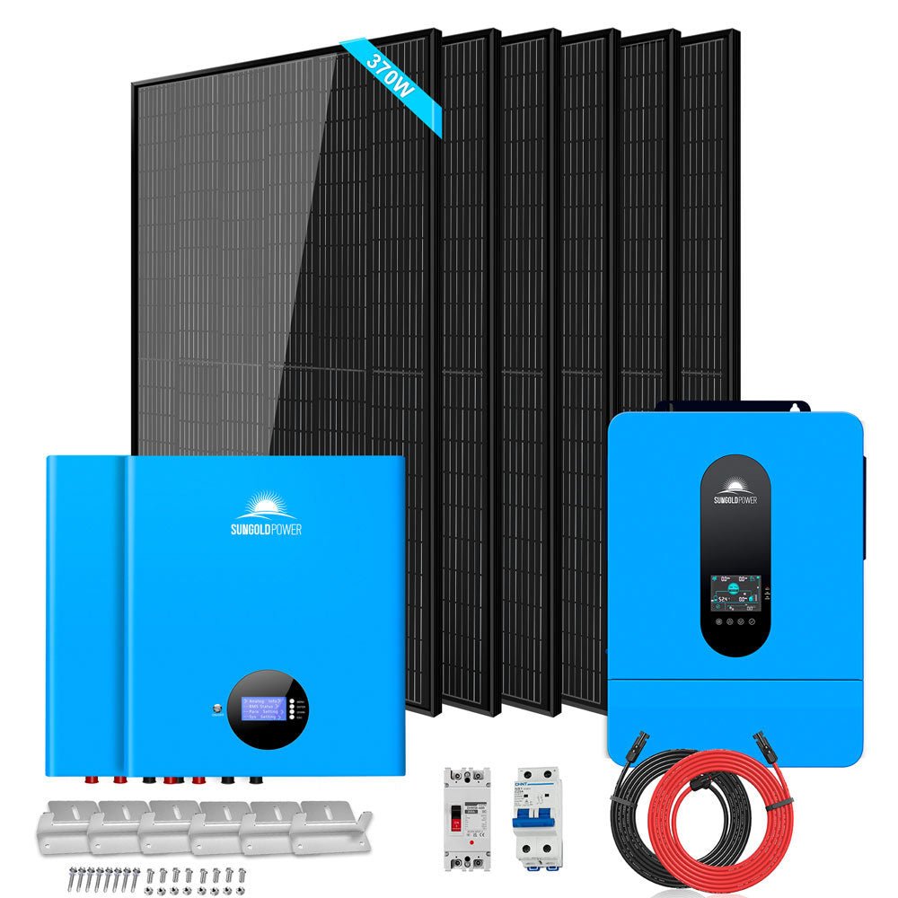 Off-Grid Solar Kit 6500W 48VDC 120/240VAC 10.24KWH PowerWall Lithium Battery 6 X 370 Watts Solar Panels SGM-6510M - Energize Trek