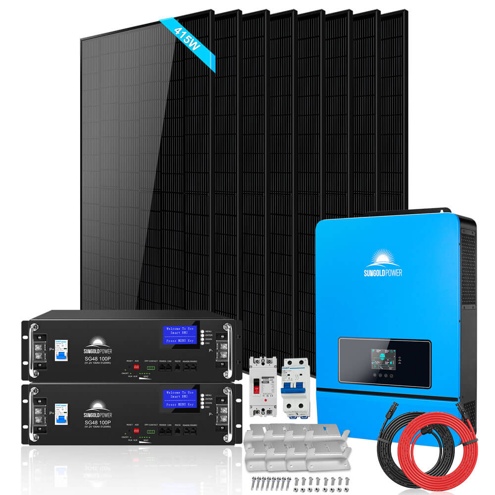 Off-Grid Solar Kit 6500W/ 8000W 48VDC 120V/240V LifePo4 10.24KWH-20.48KWH Lithium Battery 8 X 415 Watts Solar Panels SGR-8K10E - Energize Trek
