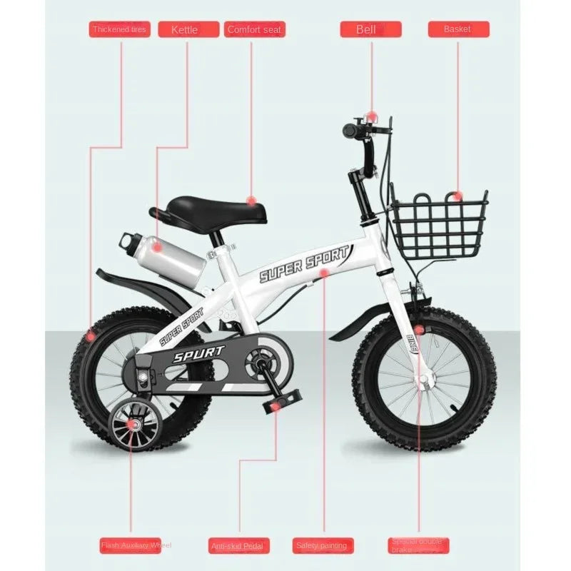 Children's Bicycles for Boys Aged 3-10 Years Old Children Girls Children's Bicycles with Flashing Auxiliary Wheels - Energize Trek