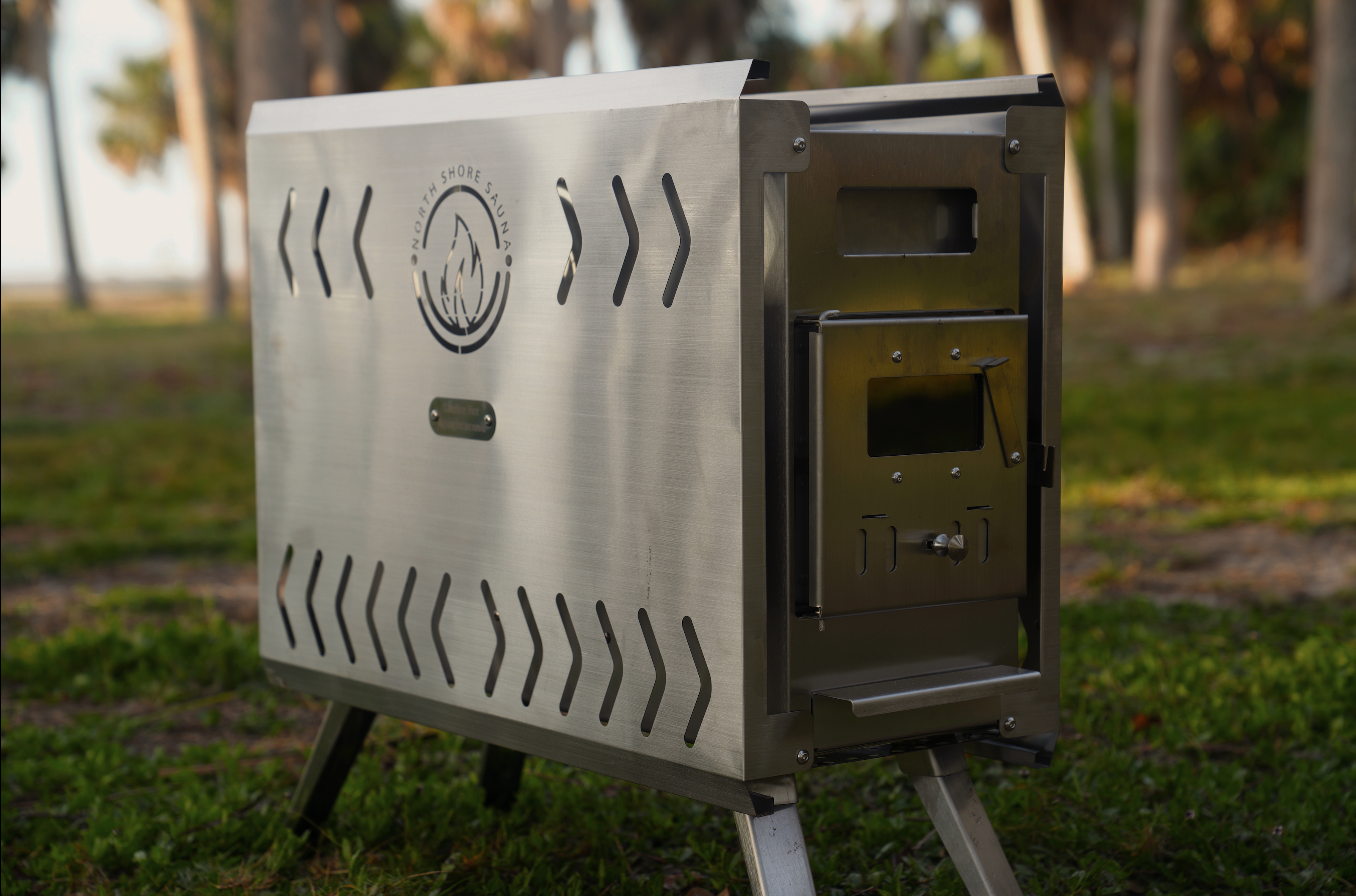 Sauna Tent Wood Stove | Portable | Brushed Stainless - Energize Trek