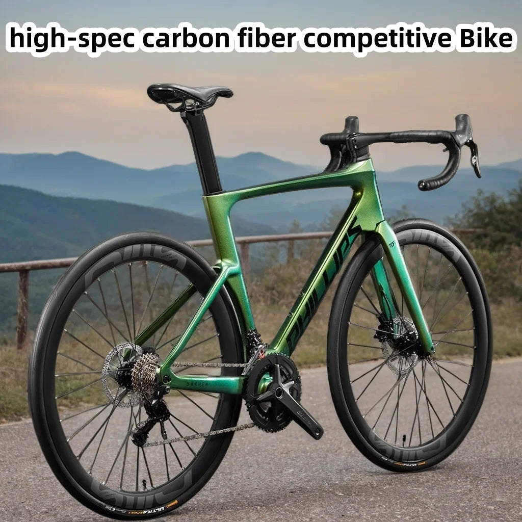 2025 New Ultra-Light Carbon Fiber Road Bike Fast Racing Bicycle with Hydraulic Disc Brakes 16/24-Speed Gear Shift Drop Handlebar - Energize Trek