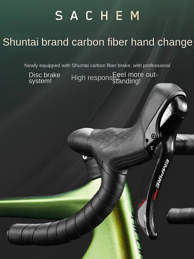 2025 New Ultra-Light Carbon Fiber Road Bike Fast Racing Bicycle with Hydraulic Disc Brakes 16/24-Speed Gear Shift Drop Handlebar - Energize Trek