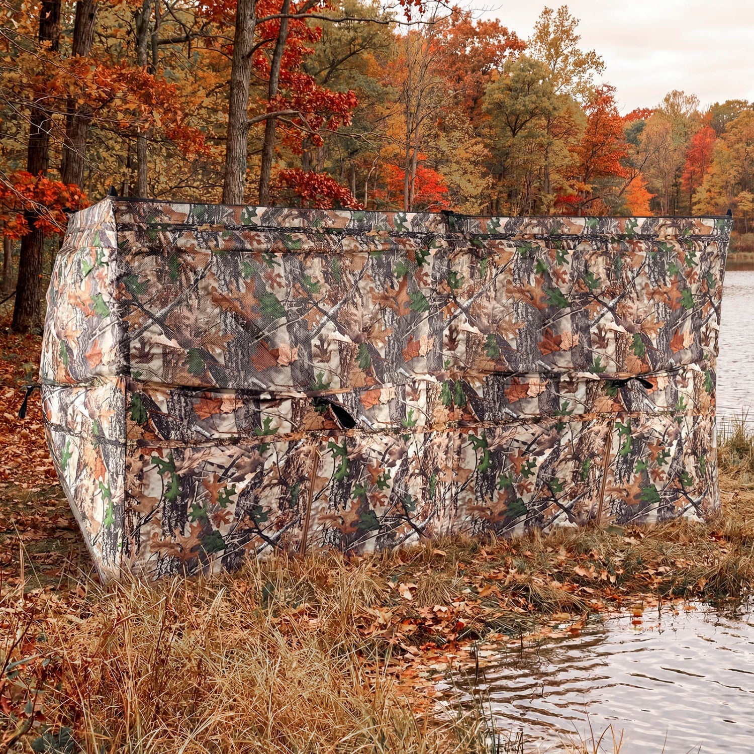 See-Through Hunting Blind Panel with Dog Door Pop up Waterflow Blind for 1-3 People - Energize Trek