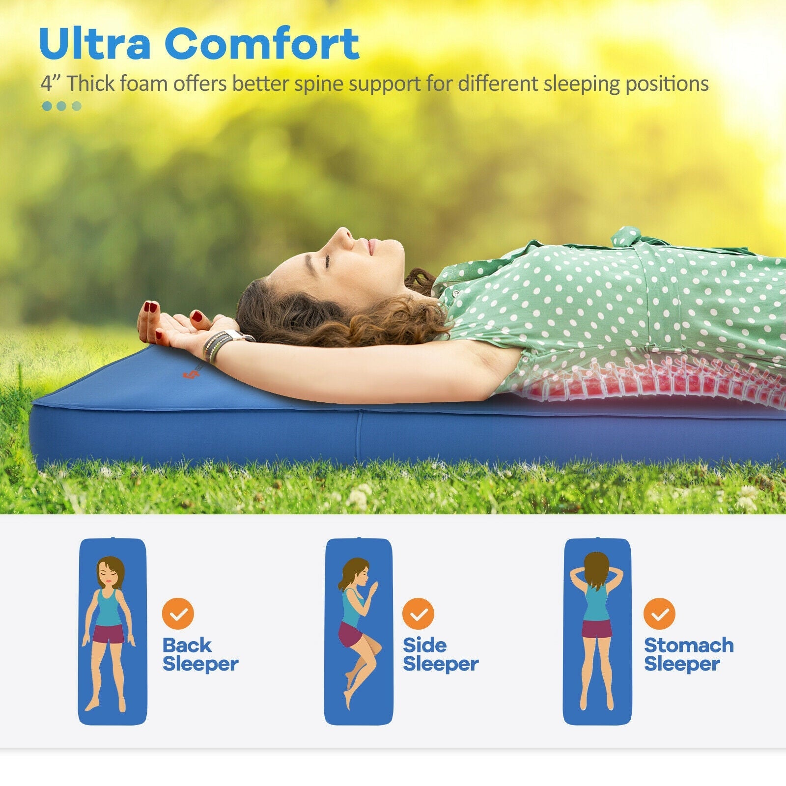 Self Inflating Folding Camping Sleeping Mattress with Carrying Bag - Energize Trek