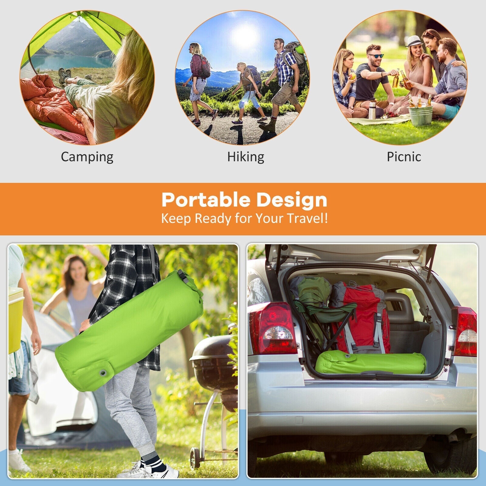 Self Inflating Folding Camping Sleeping Mattress with Carrying Bag - Energize Trek