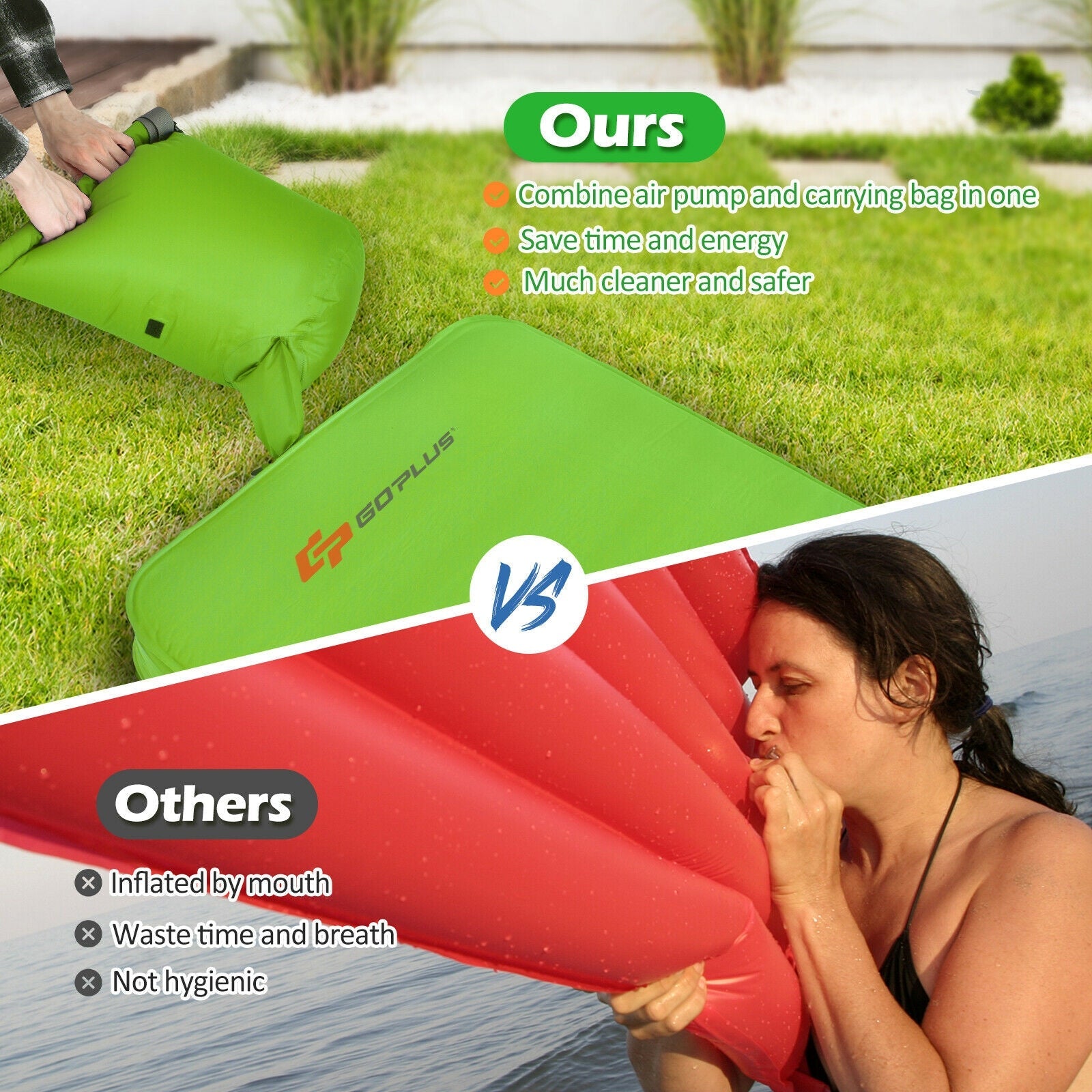 Self Inflating Folding Camping Sleeping Mattress with Carrying Bag - Energize Trek