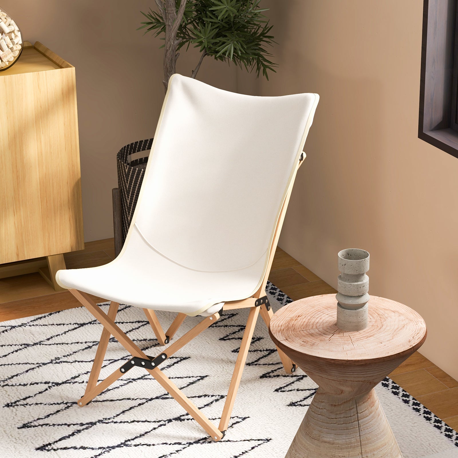 Set of 2 Bamboo Dorm Chair with Storage Pocket for Camping and Fishing - Energize Trek