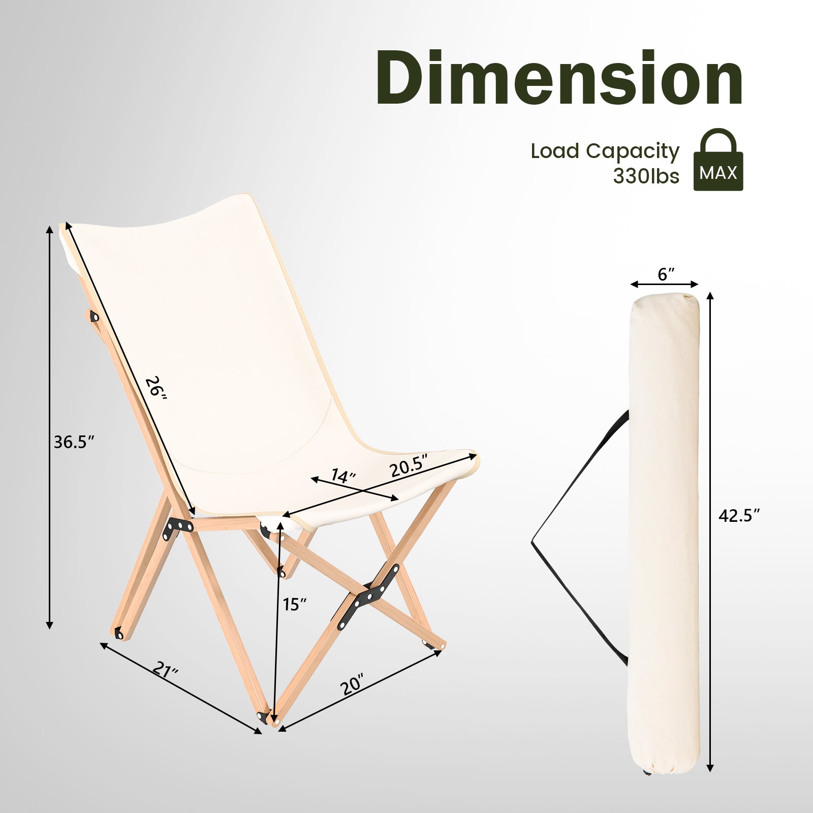 Set of 2 Bamboo Dorm Chair with Storage Pocket for Camping and Fishing - Energize Trek