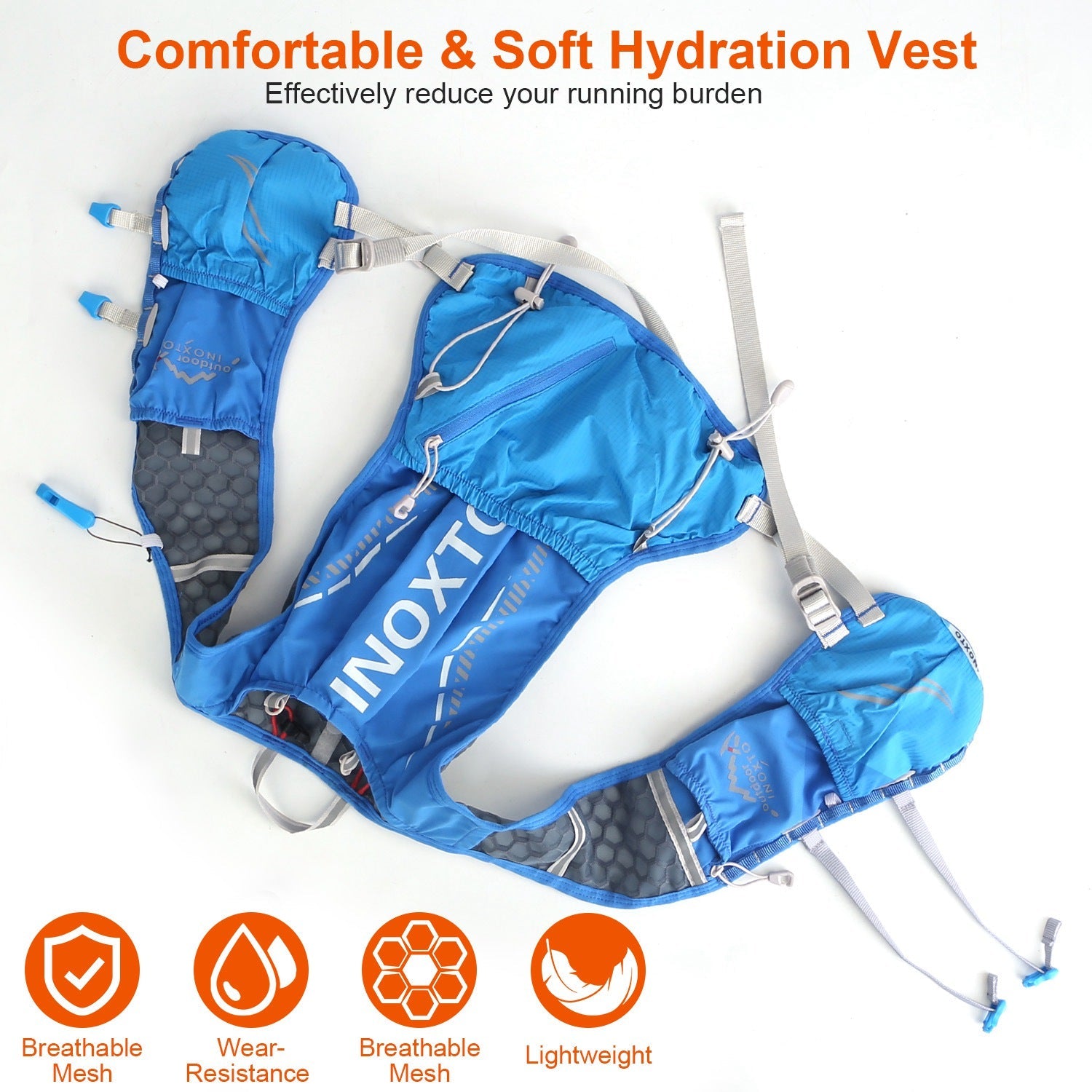 Sport Hydration Vest Running Backpack with 15oz 50oz Water Bladder Adjustable Strap Storage Bag for Trail Running Marathon Race Hiking - Energize Trek