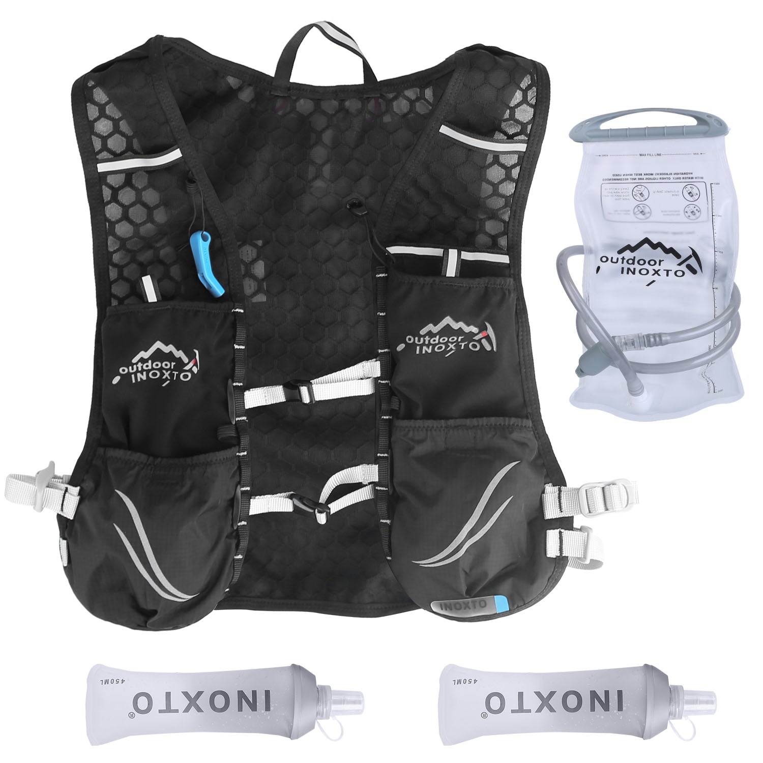 Sport Hydration Vest Running Backpack with 15oz 50oz Water Bladder Adjustable Strap Storage Bag for Trail Running Marathon Race Hiking - Energize Trek