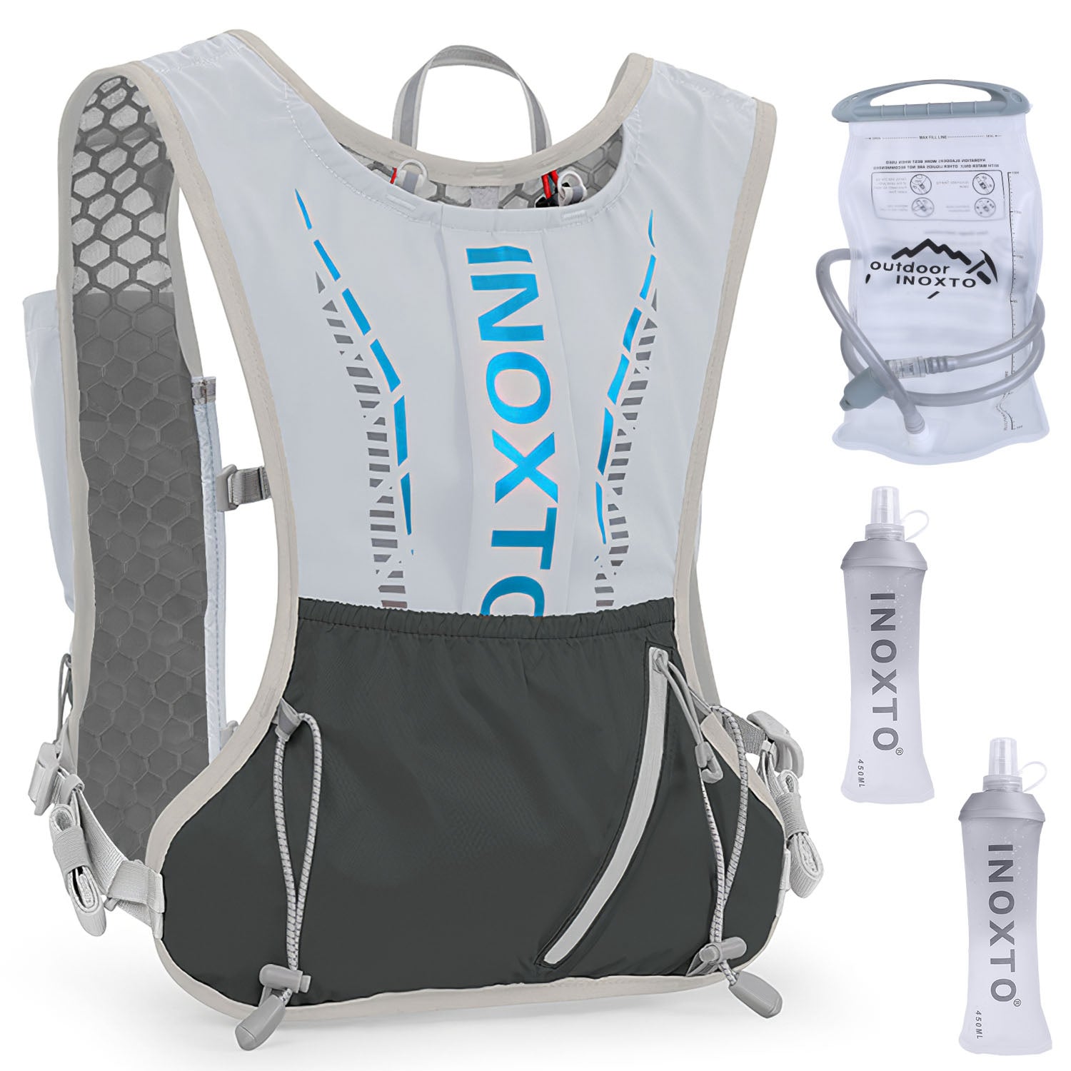 Sport Hydration Vest Running Backpack with 15oz 50oz Water Bladder Adjustable Strap Storage Bag for Trail Running Marathon Race Hiking - Energize Trek