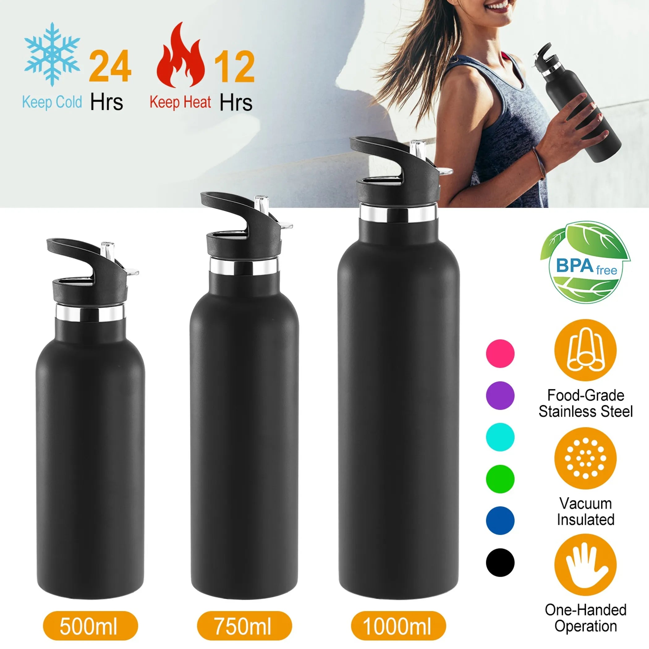 Sports Water Bottle Stainless Steel Vacuum - Energize Trek