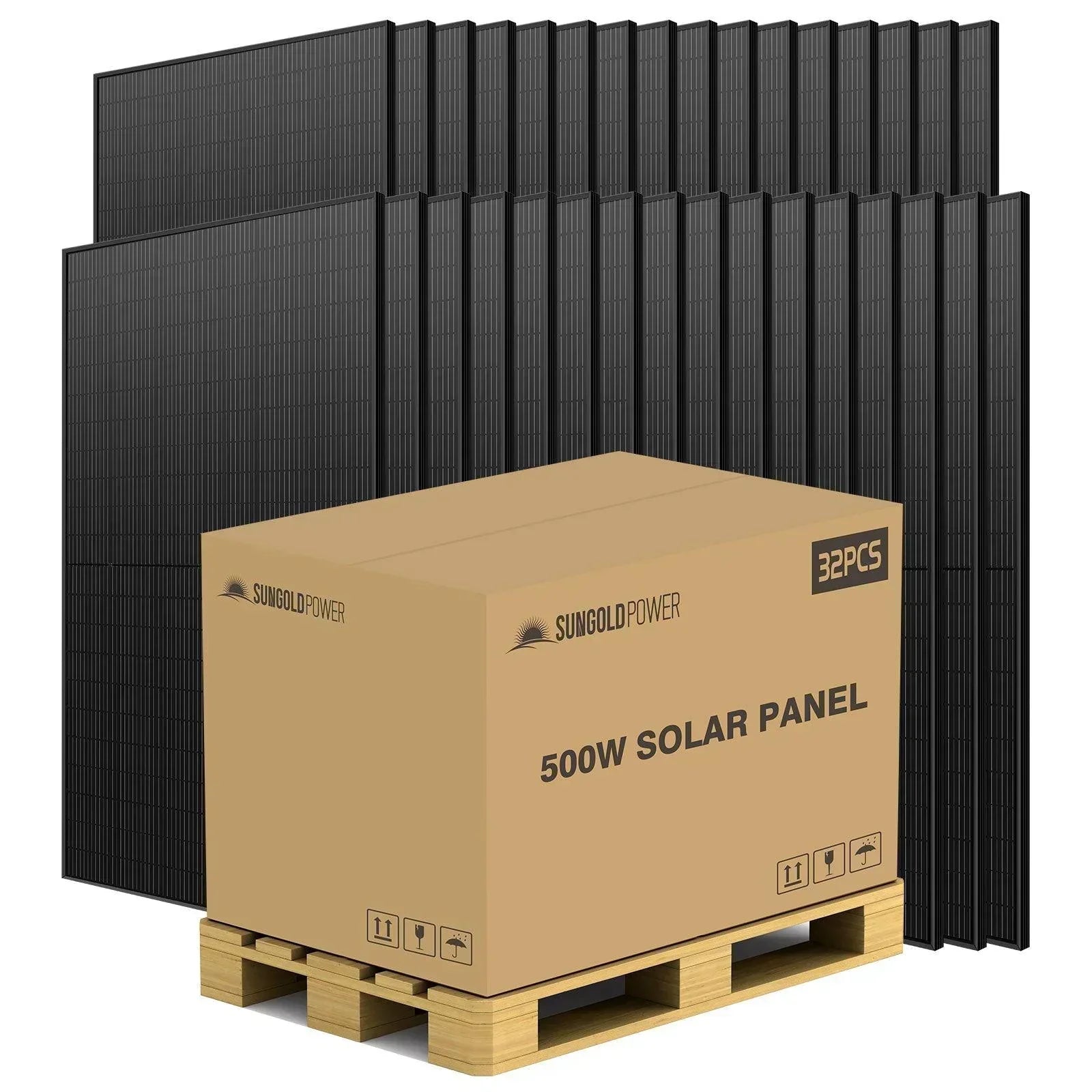 Sungold Power 500W MONO BLACK PERC SOLAR PANEL FULL PALLET (32 PANELS) - Energize Trek