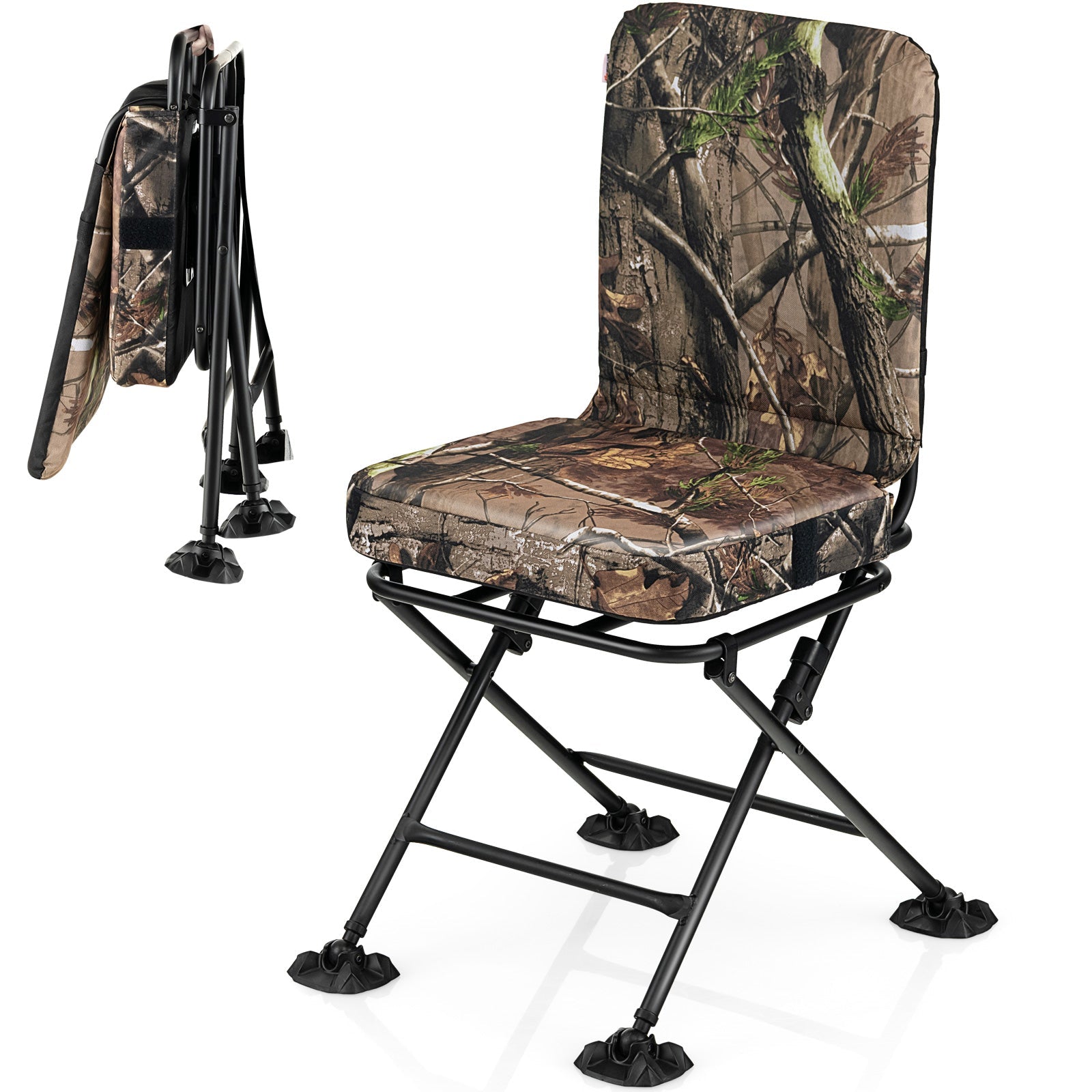 Swivel Folding Chair with Backrest and Padded Cushion - Energize Trek