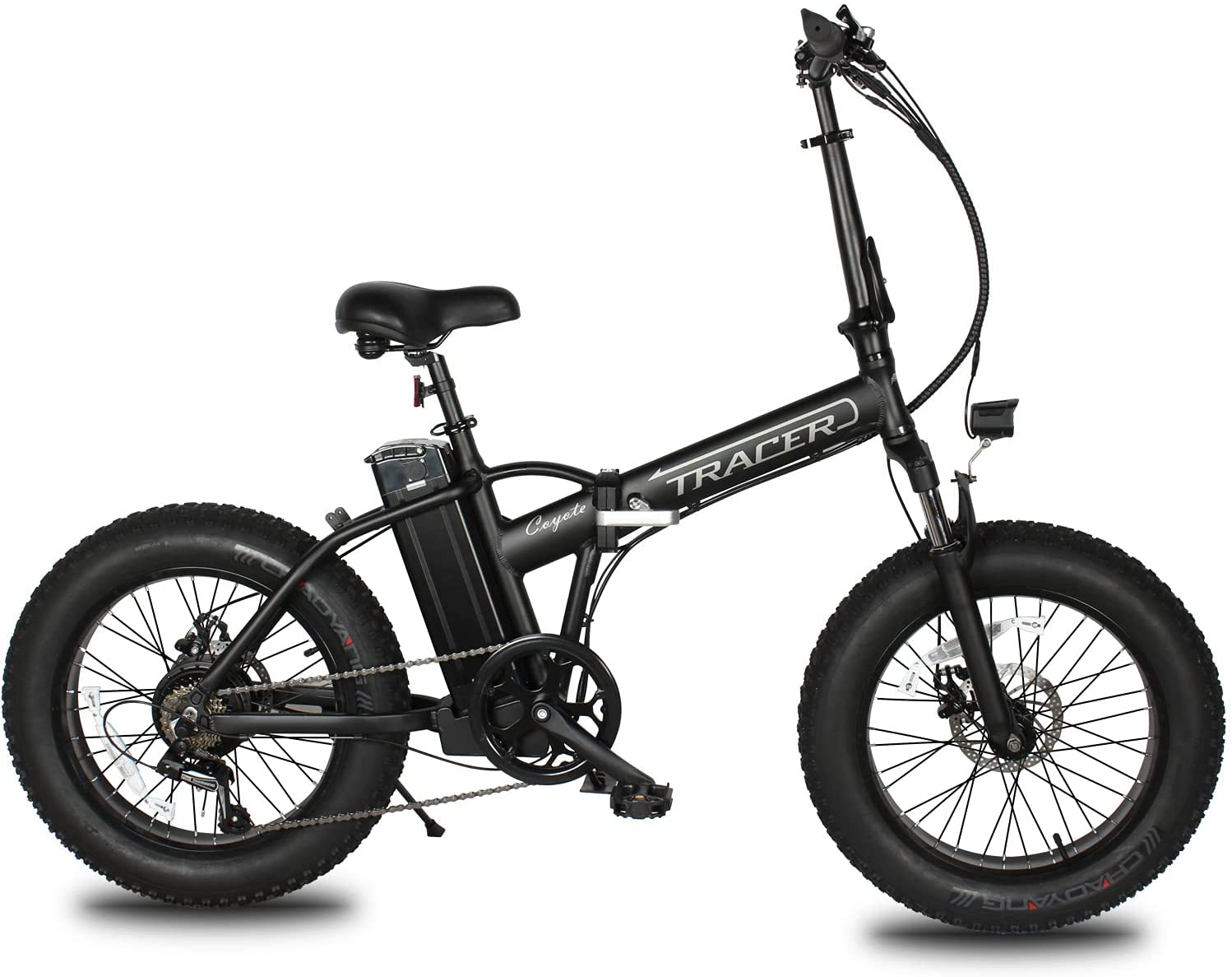 TRACER 20" Aluminum Folding Bike, Size 11 " with Disc Brake F& R& LED Headlight , Alloy one piece black Wheels, Motor: 500W with/ Speed Sensor, Battery : 48V.10 AH, - Energize Trek
