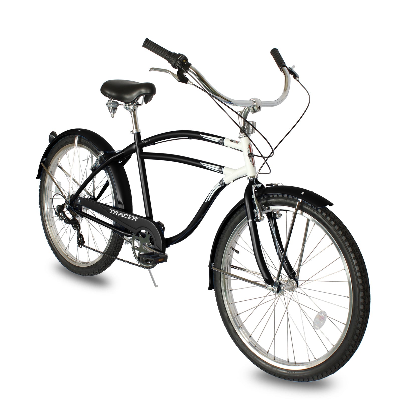 TRACER 26' Beach Cruiser Shimano TX-35 7-SP V-Brake Stainless Steel Spokes One Piece Crank Alloy Rims 36H w/ Fender - Energize Trek