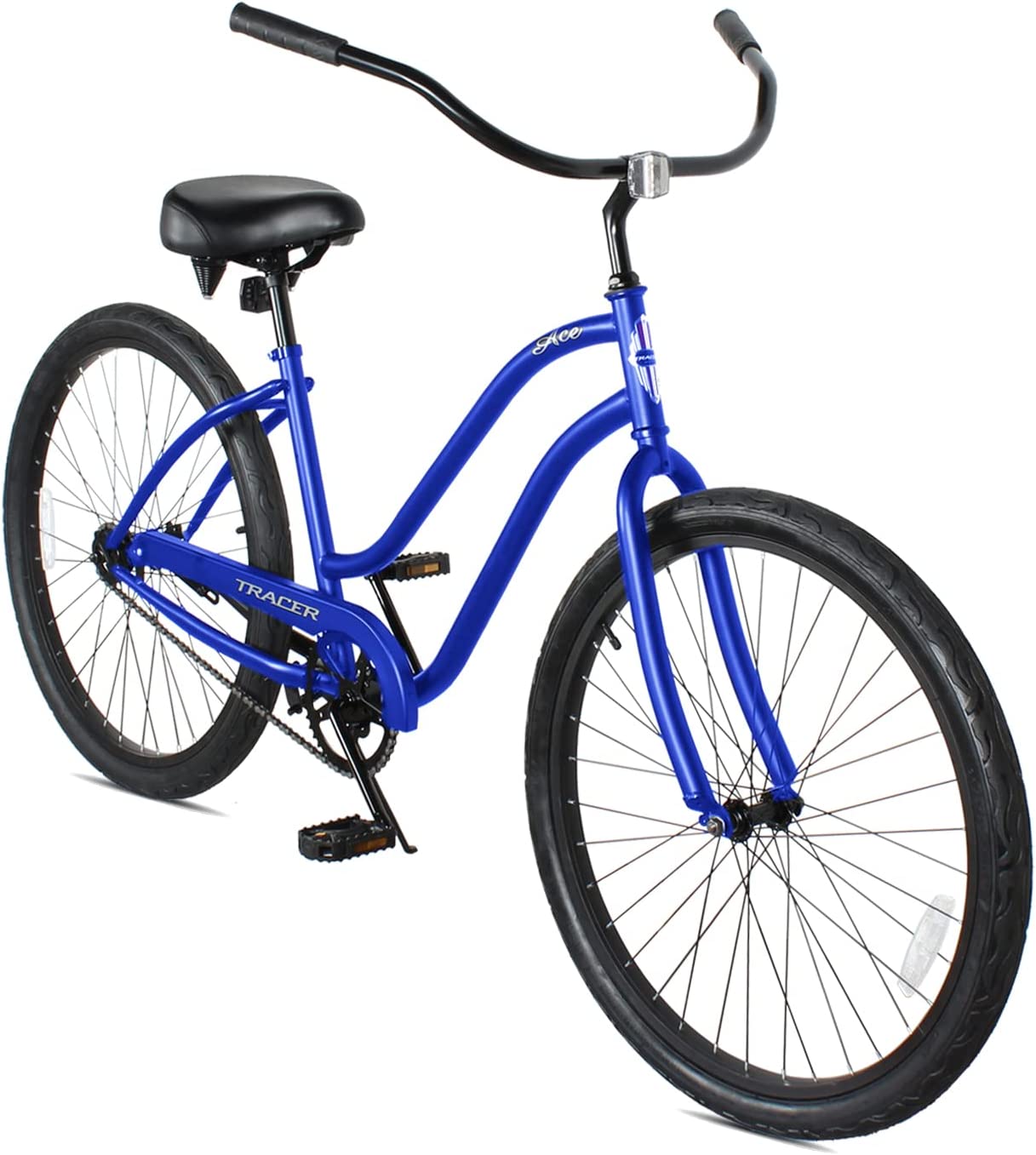 TRACER 26' Female Beach Cruiser Coaster Brake Single-Sp Black Spokes One Piece Crank Alloy Black Rims 36H - Energize Trek