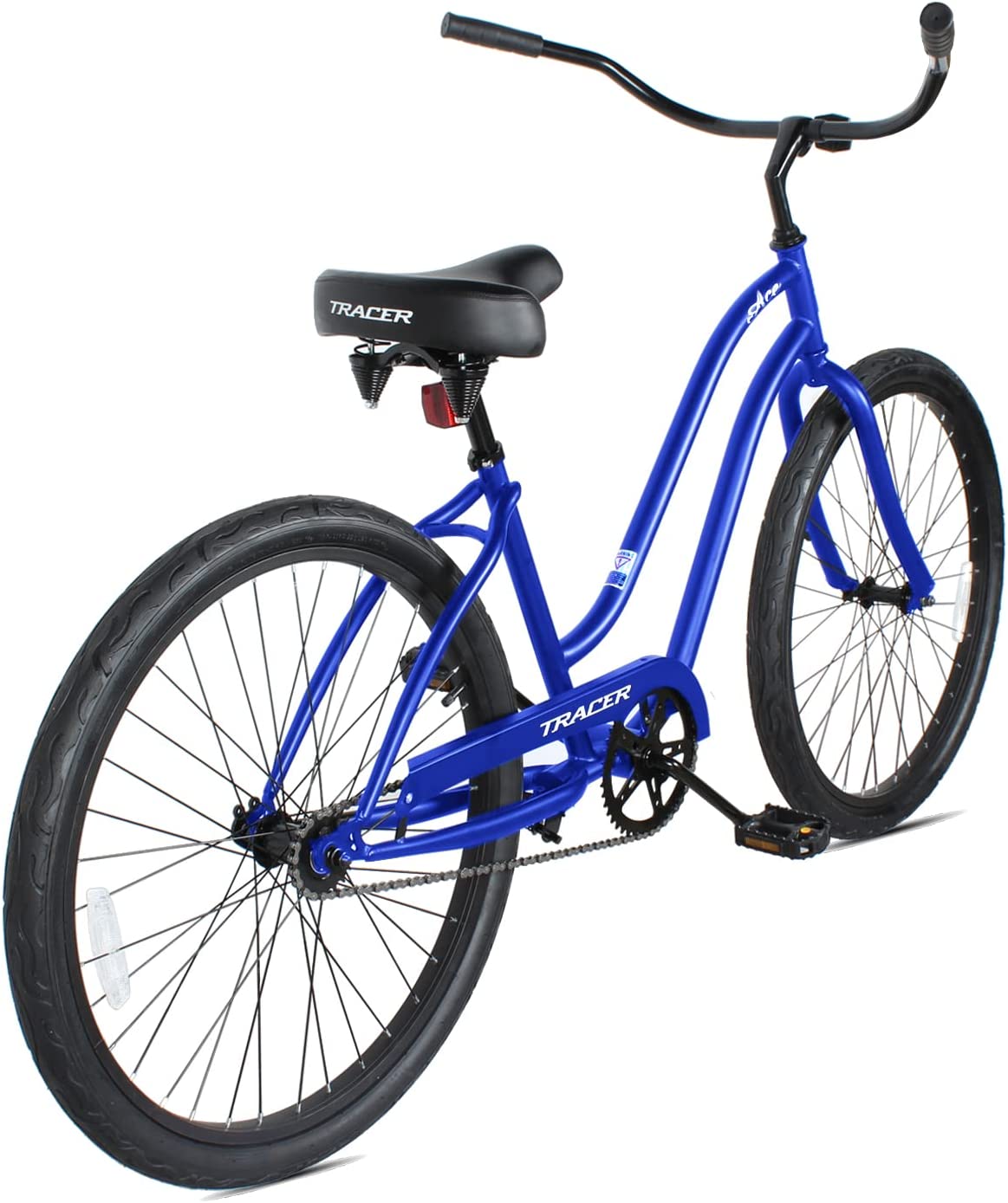 TRACER 26' Female Beach Cruiser Coaster Brake Single-Sp Black Spokes One Piece Crank Alloy Black Rims 36H - Energize Trek