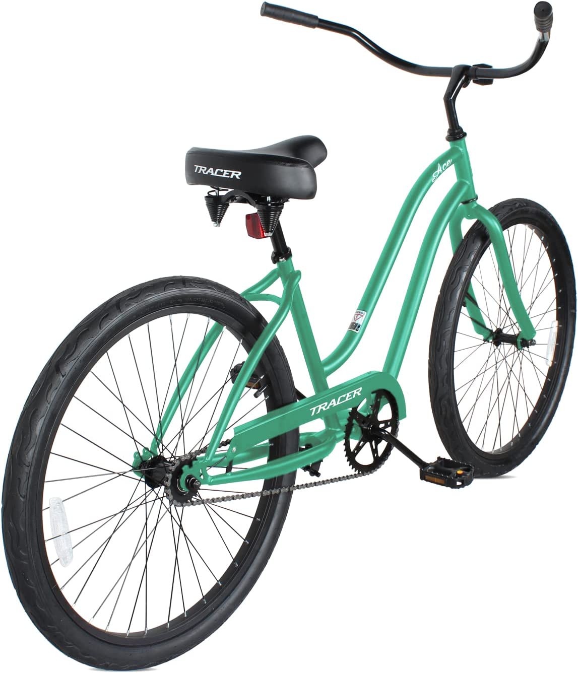 TRACER 26' Female Beach Cruiser Coaster Brake Single-Sp Black Spokes One Piece Crank Alloy Black Rims 36H - Energize Trek