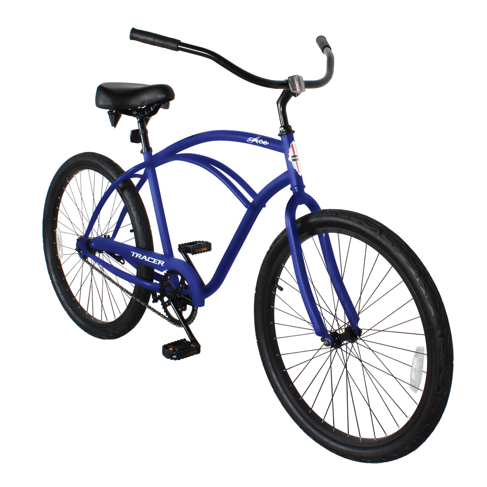 TRACER 26' Men Beach Cruiser Coaster Brake Single-Sp Black Spokes One Piece Crank Alloy Black Rims 36H - Energize Trek