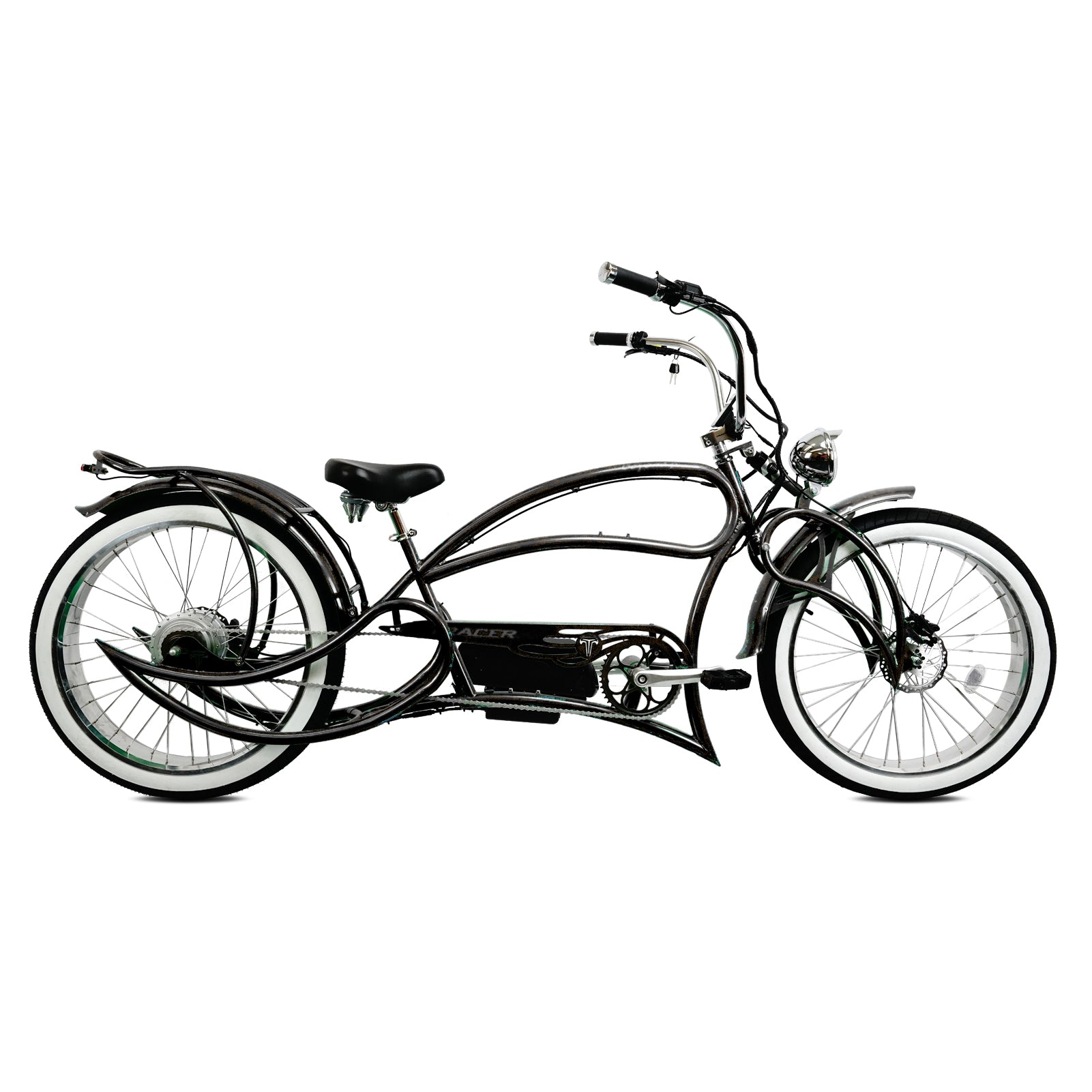 TRACER 26"Stretch E-BIKE 1000 48V 20AH Color : YS-728 Black /polish .. - Energize Trek