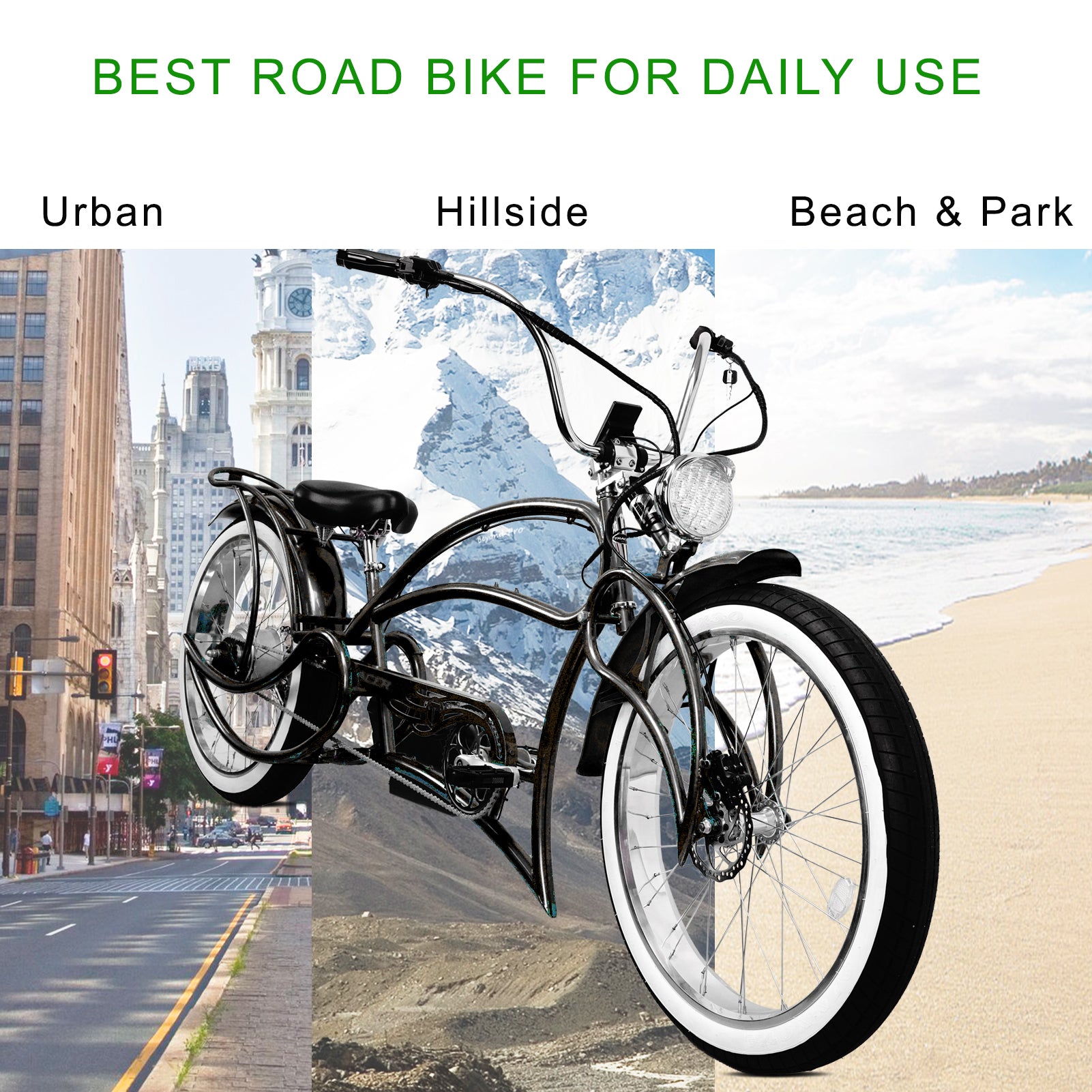 TRACER 26"Stretch E-BIKE 1000 48V 20AH Color : YS-728 Black /polish .. - Energize Trek