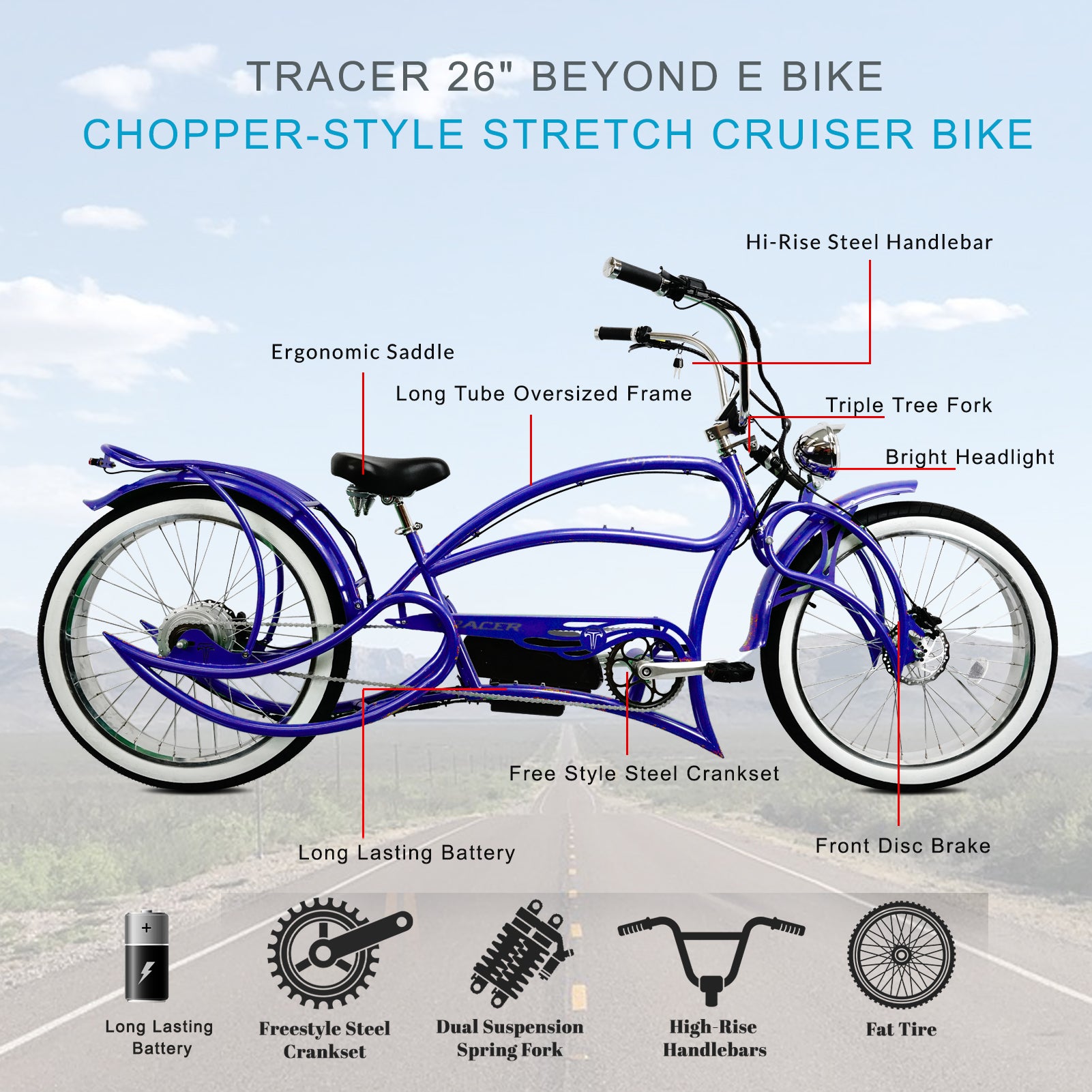 TRACER 26"Stretch E-BIKE 800W 48V - Energize Trek