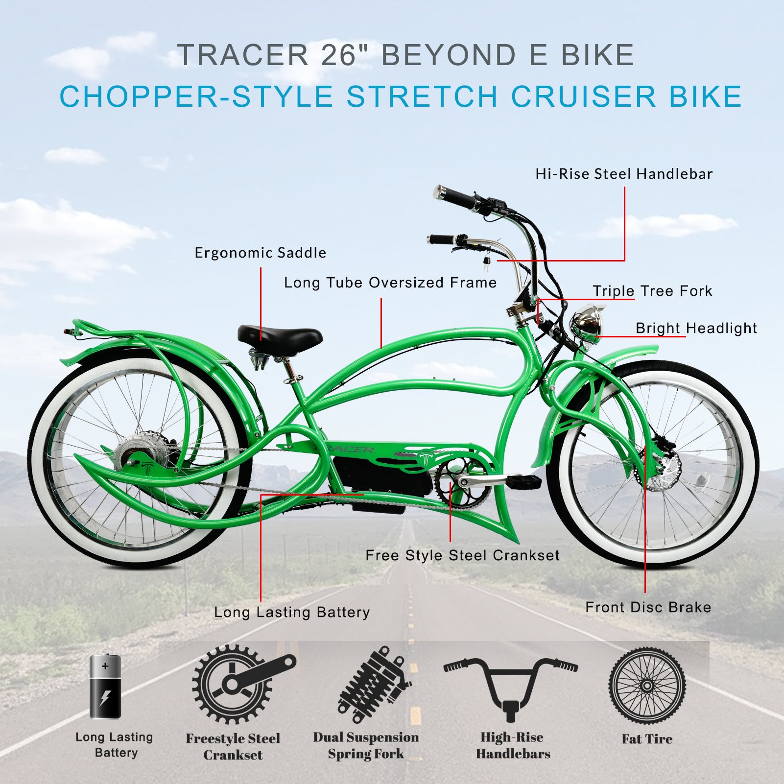 TRACER 26"Stretch E-BIKE 800W 48V - Energize Trek