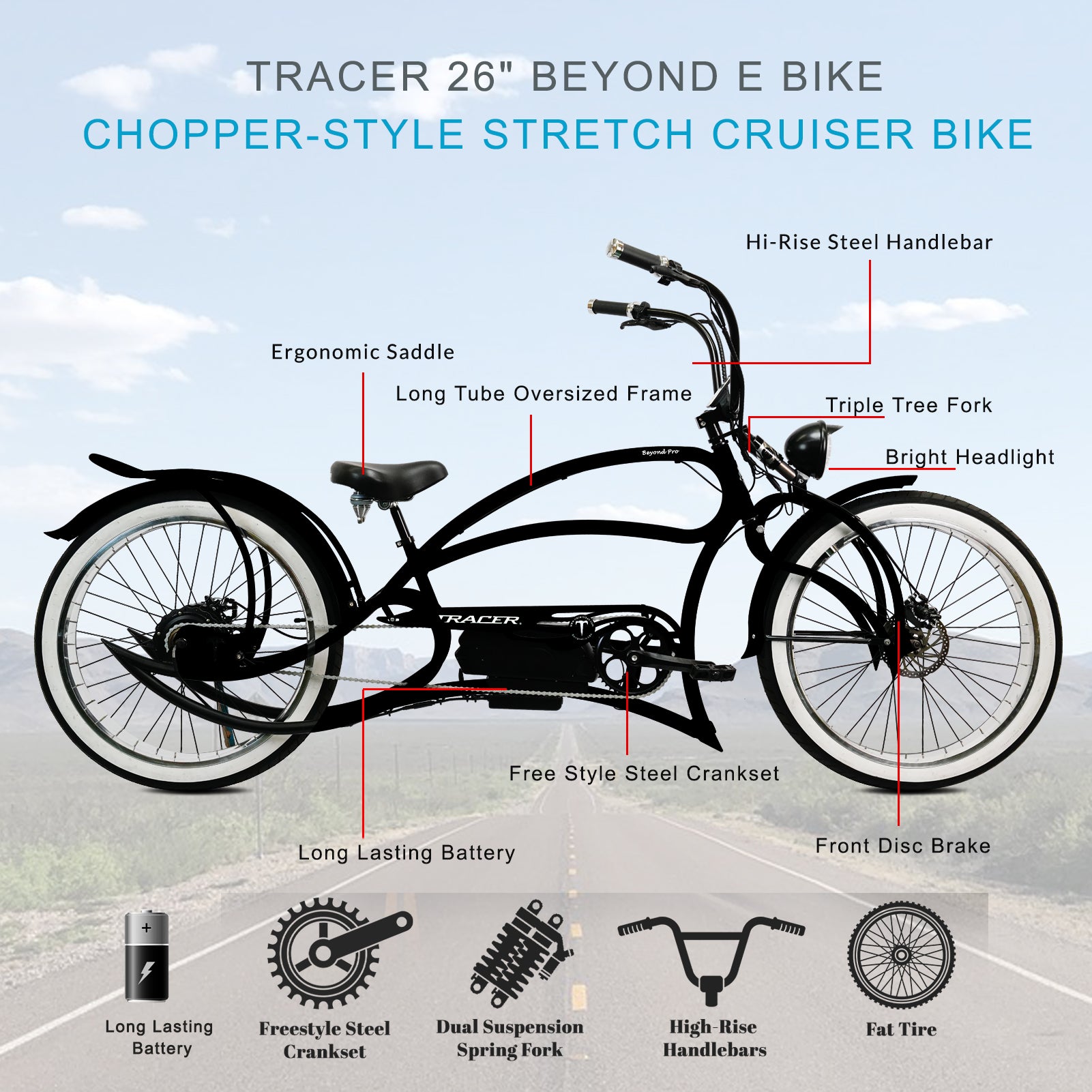 TRACER 26"Stretch E-BIKE 800W 48V - Energize Trek