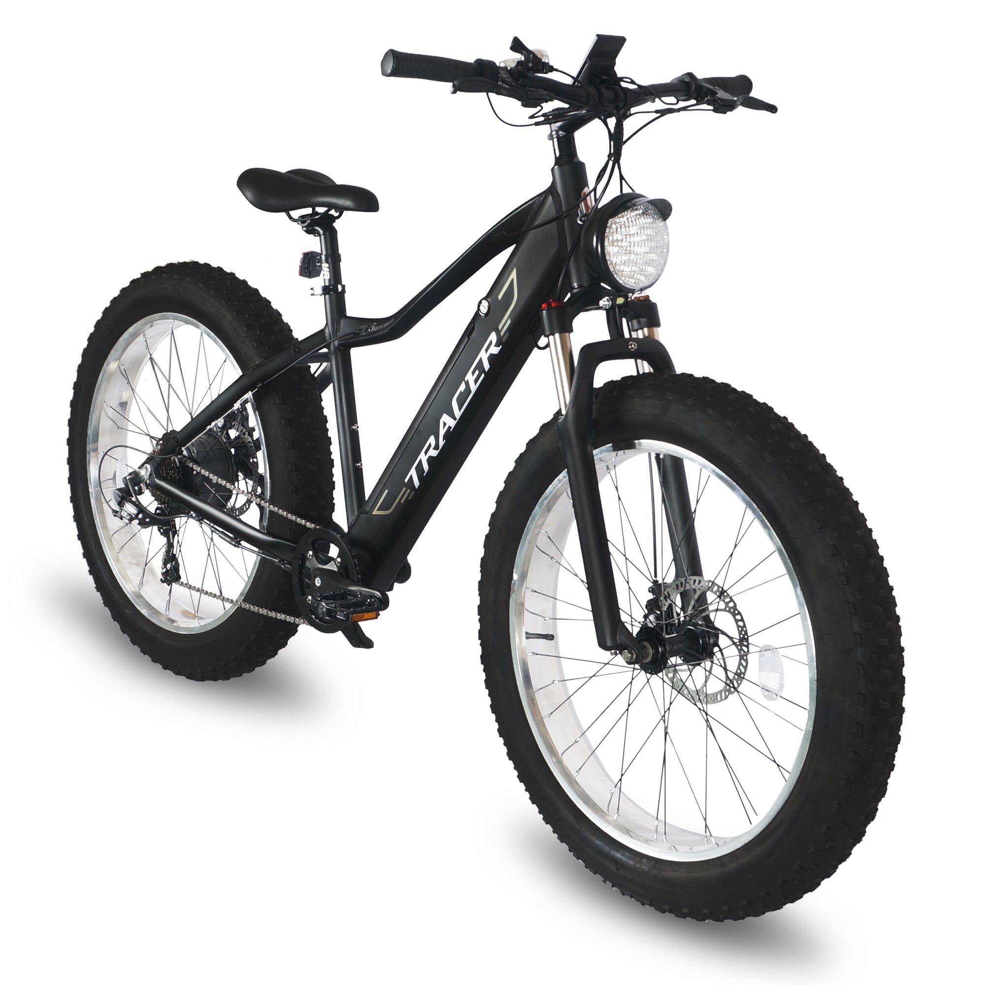 TRACER E Bike 26" Aluminum FAT Tire Bike, Size 18.5 with Shimano Tourney-7sp & Disc Brake F& R, Motor: 800W with/ Speed Sensor Battery 48V 11.6Ah - Energize Trek