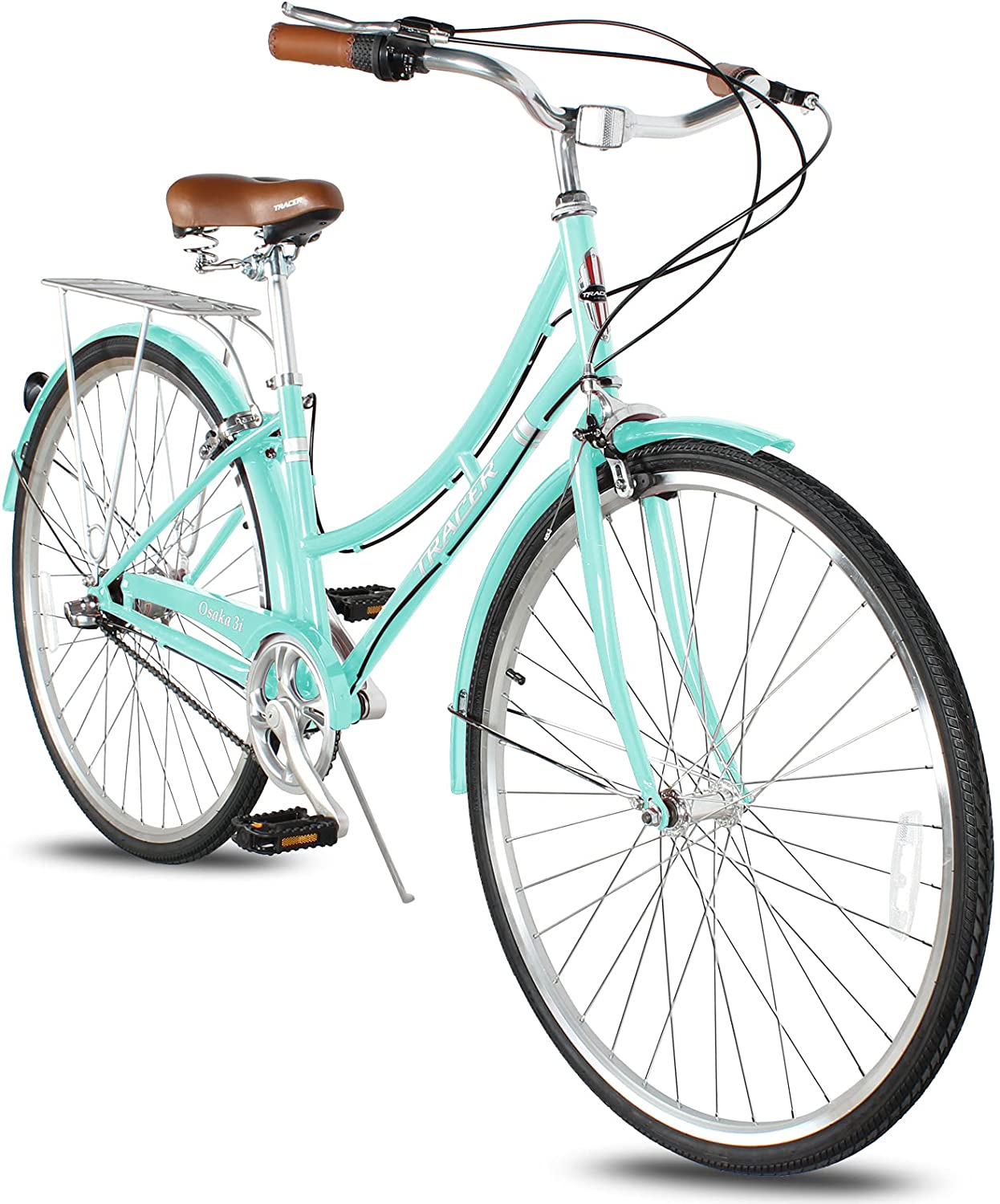 TRACER Female 700C City Bike Hi-Ten Steel Frame48cm Shimano NEXUS3R40 3-Speed Free wheel Hub, Alloy Rims Black Tire with Back Rack - Energize Trek