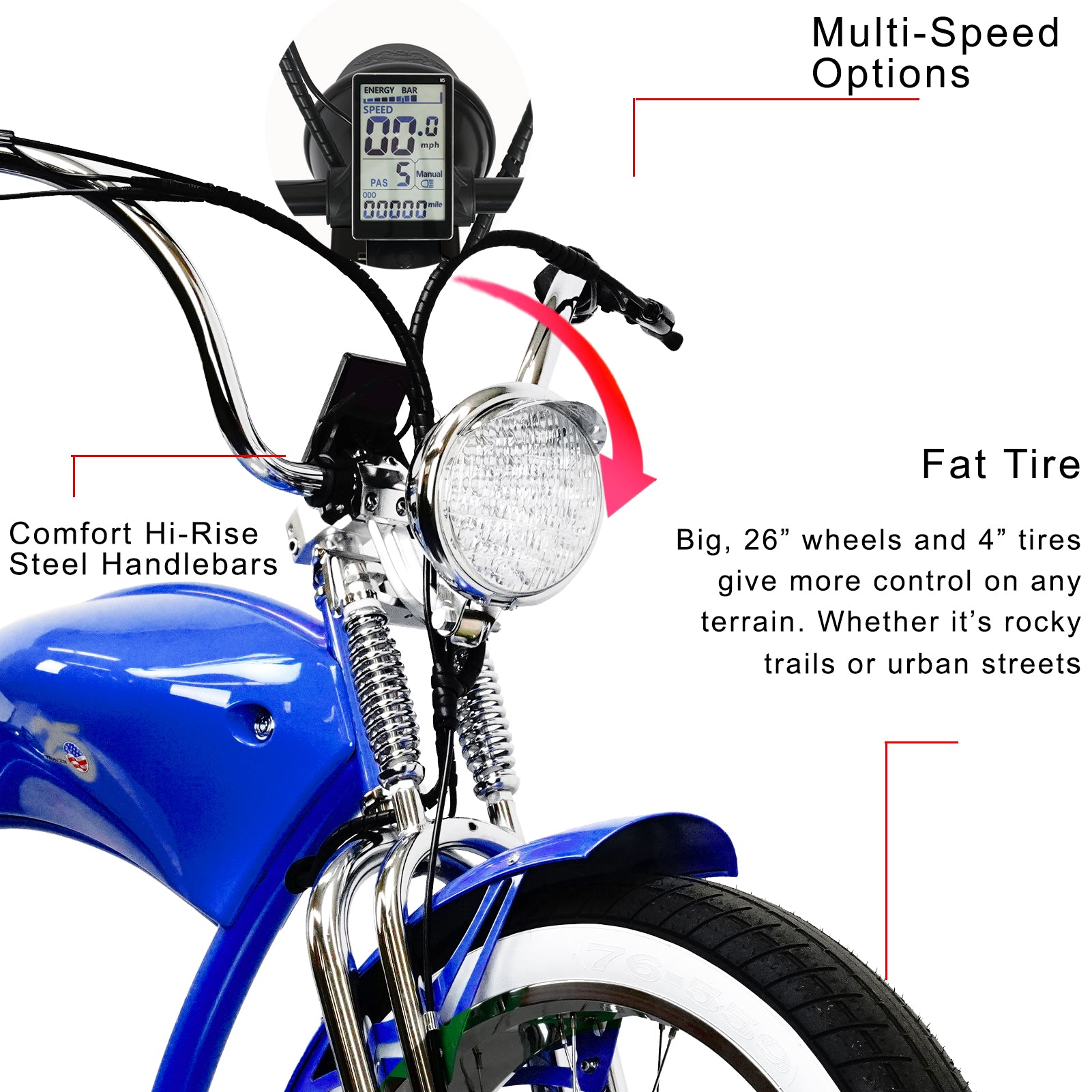 TRACER TWENTY 5 DS 26" Stretch E-BIKE 800W 48V Dual Spring Suspension Fork - Energize Trek
