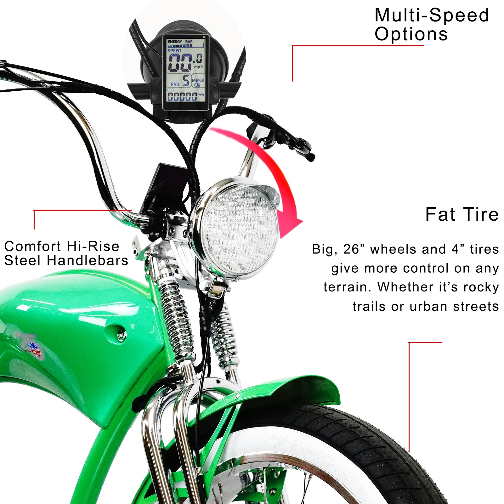 TRACER TWENTY 5 DS 26" Stretch E-BIKE 800W 48V Dual Spring Suspension Fork - Energize Trek