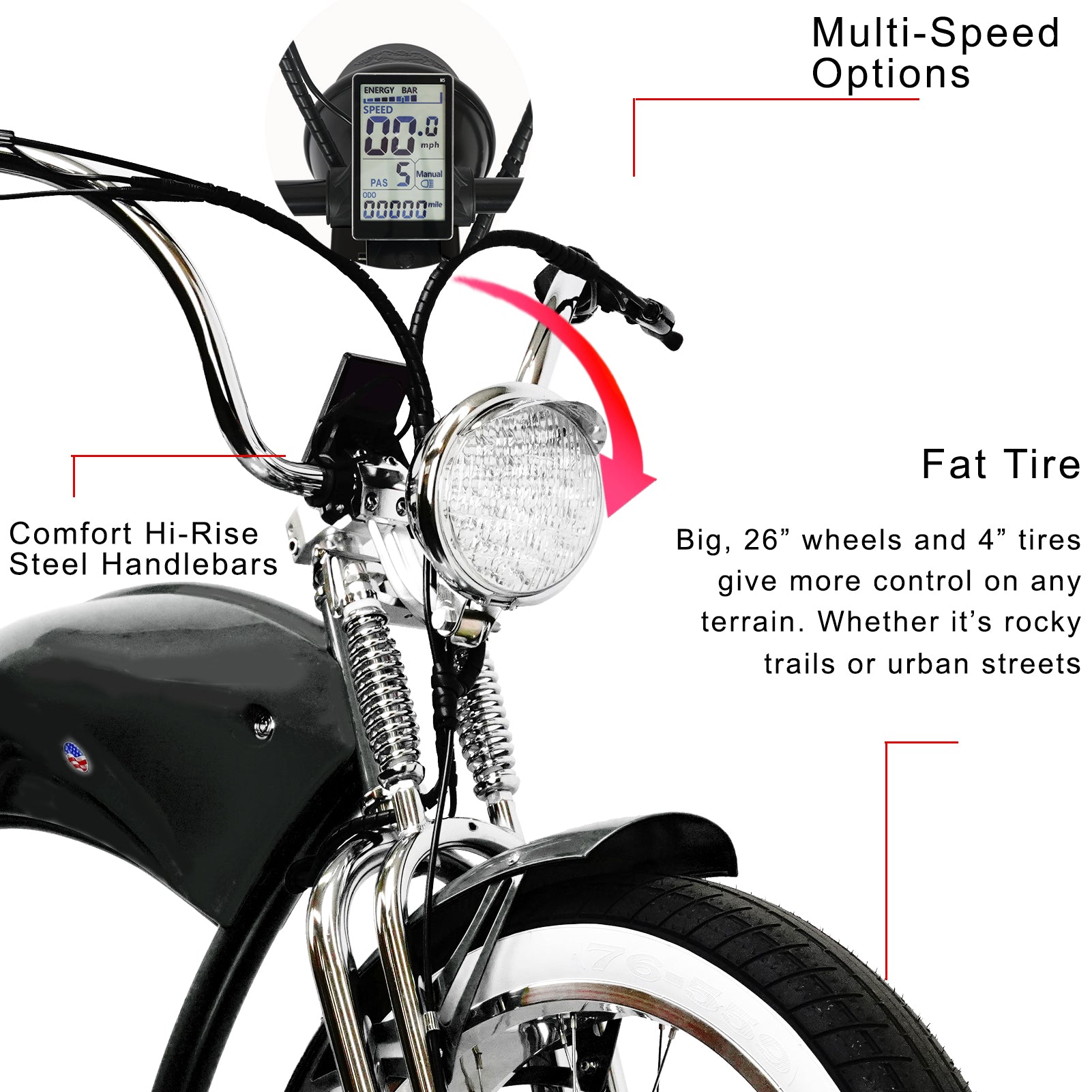 TRACER TWENTY 5 DS 26" Stretch E-BIKE 800W 48V Dual Spring Suspension Fork - Energize Trek