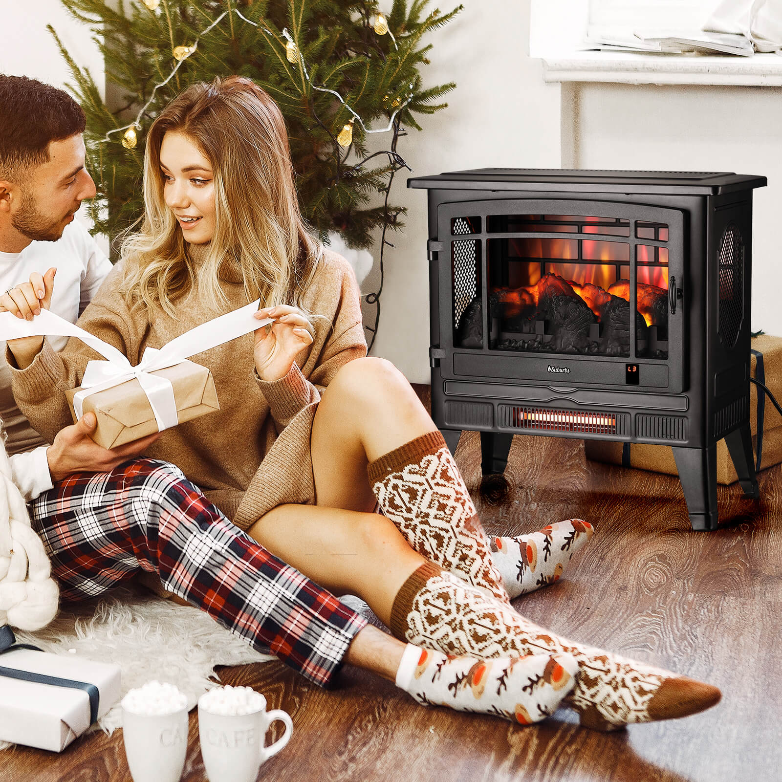 Suburbs TS25 Smart Electric Fireplace Stove Heater, WiFi Enabled - Energize Trek