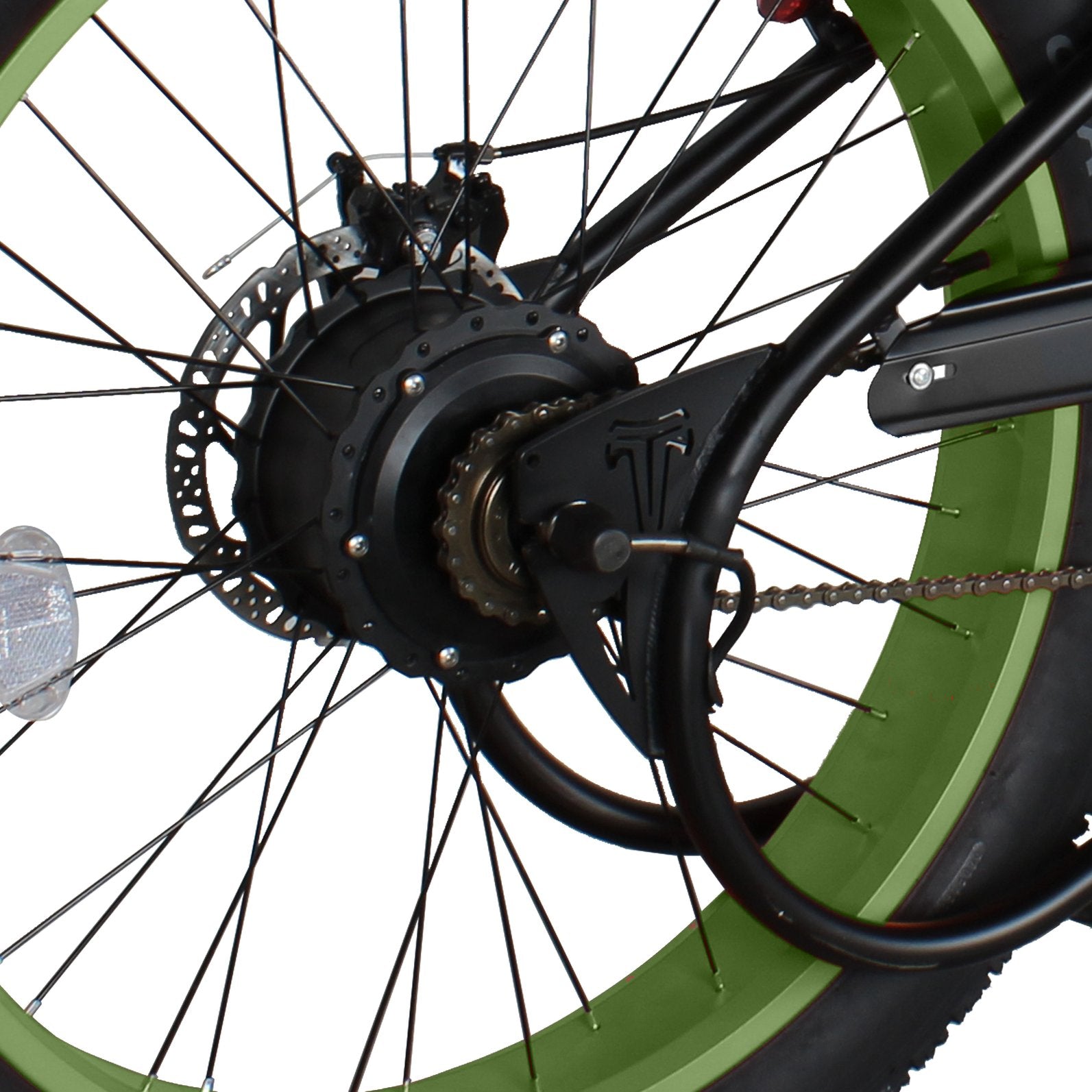 Tracer Twenty5 GT 26" Chopper Stretch Cruiser E-Bike Steel Frame Triple Tree Fork Disc Brake Motor 5-Speed Hi-Rise HANDLEBAR Alloy Polishing FAT Rims Front 3" Rear 4" 26x3.0 White Wall Tires Motor - Energize Trek
