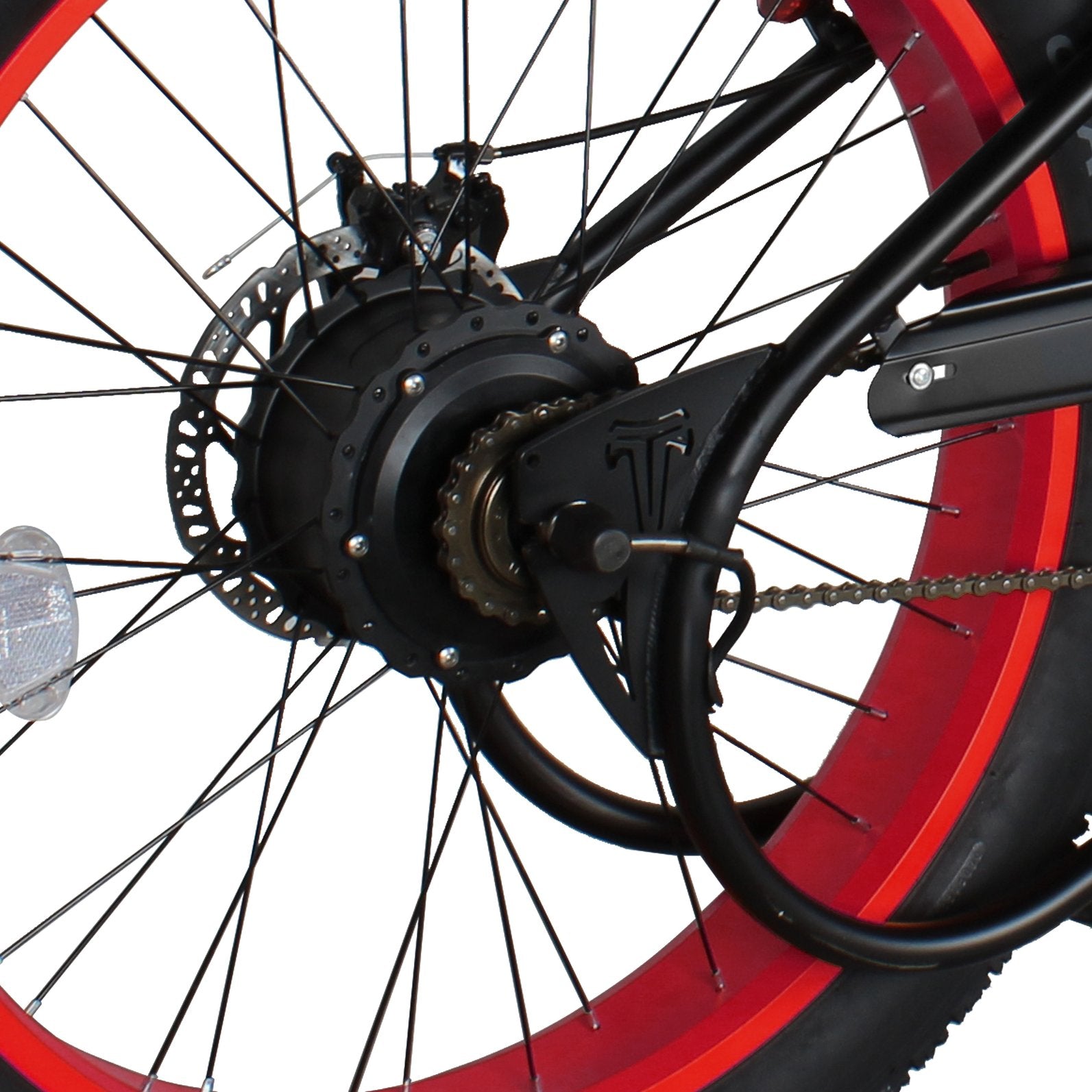 Tracer Twenty5 GT 26" Chopper Stretch Cruiser E-Bike Steel Frame Triple Tree Fork Disc Brake Motor 5-Speed Hi-Rise HANDLEBAR Alloy Polishing FAT Rims Front 3" Rear 4" 26x3.0 White Wall Tires Motor - Energize Trek