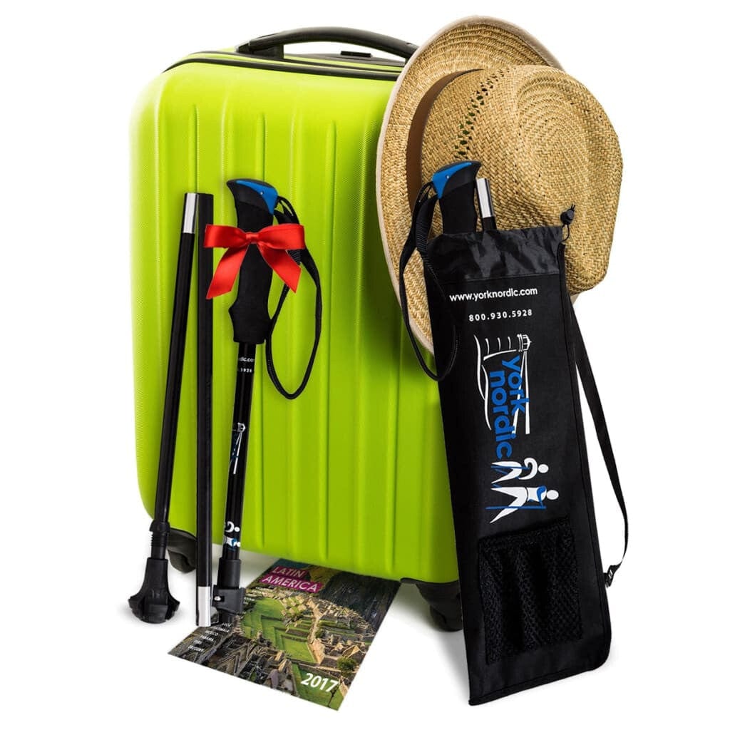 Travel Folding Walking & Hiking Poles - 13.5 in with Rubber Feet, Baskets, and Bag - Available in 3 Sizes and Choice of Grips - Energize Trek