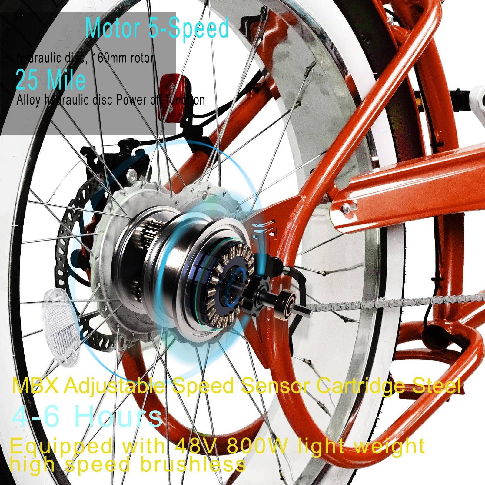 TRACER TWENTY 5 DS 26" Stretch E-BIKE 800W 48V Dual Spring Suspension Fork