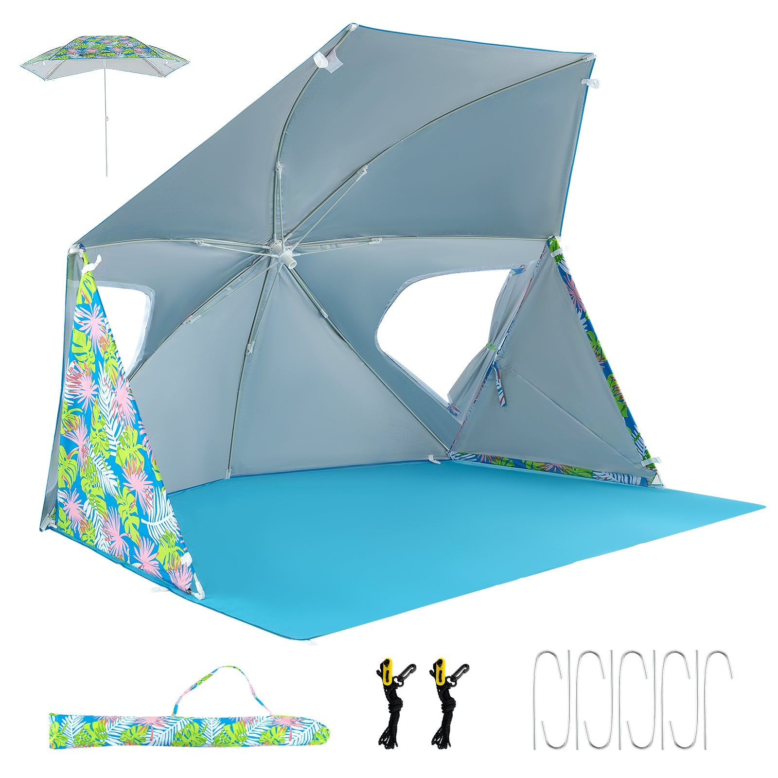 UPF50+ Sun Protection Beach Umbrella Tent with Portable Carrying Bag-Blue - Energize Trek