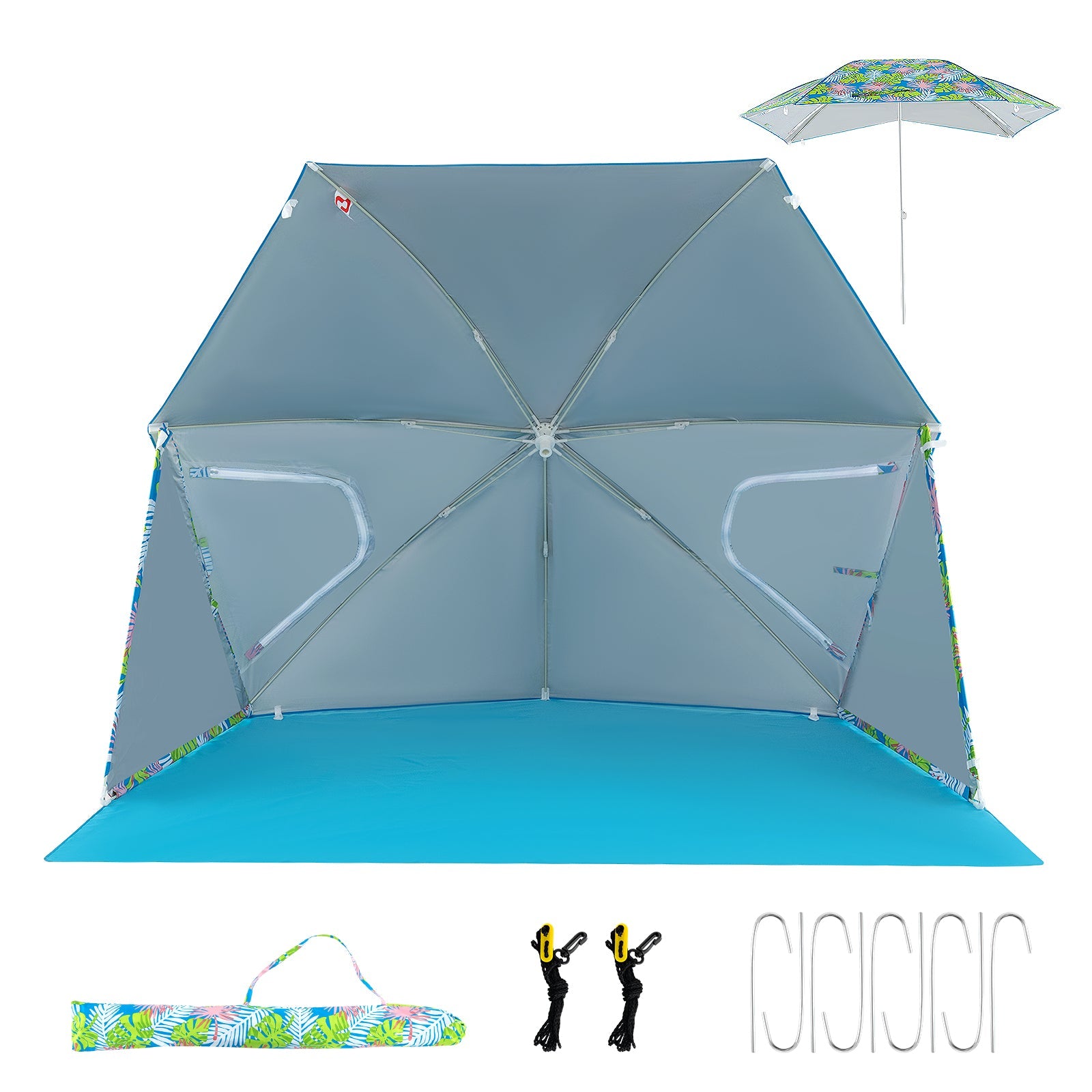 UPF50+ Sun Protection Beach Umbrella Tent with Portable Carrying Bag-Blue - Energize Trek