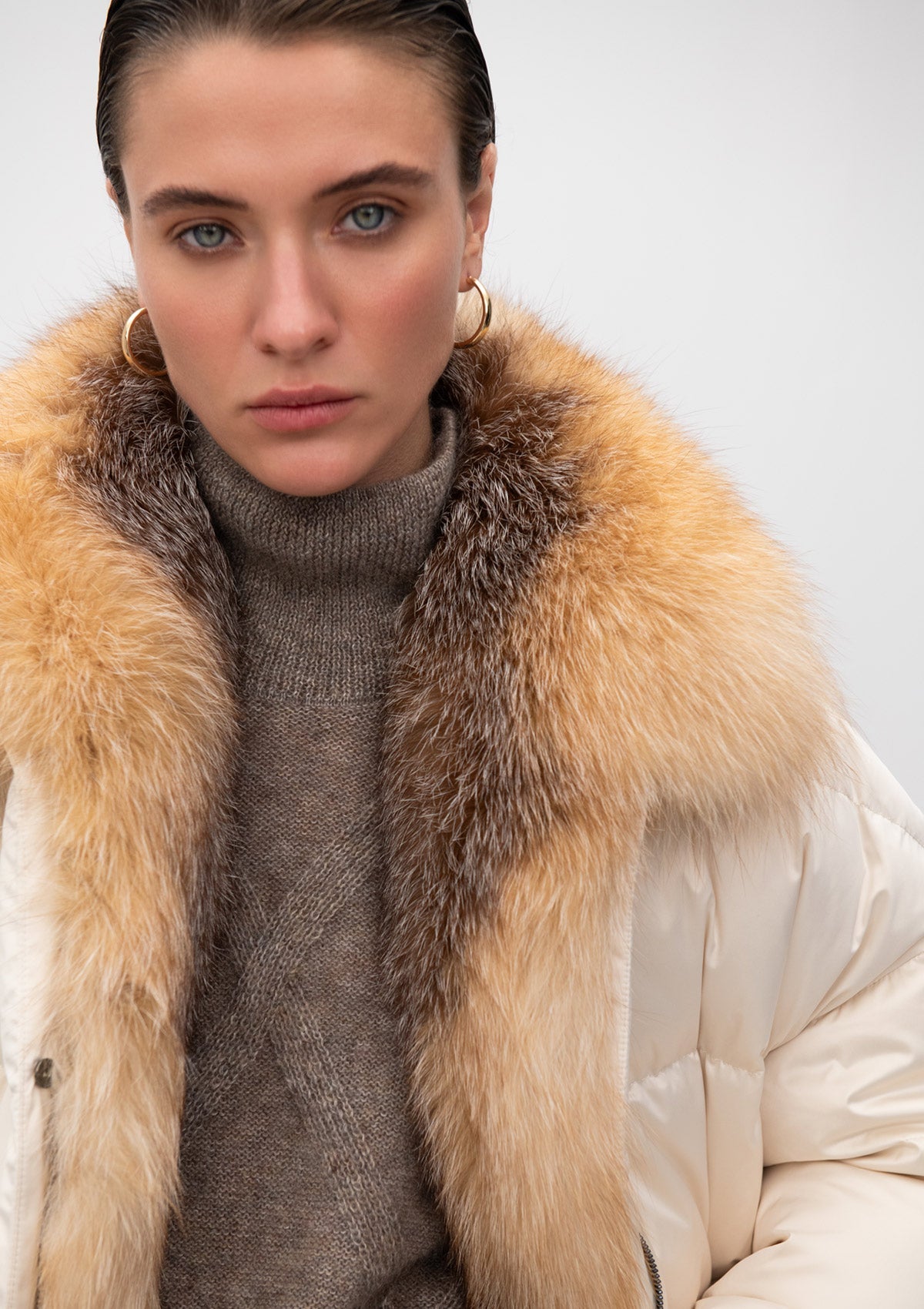 Macaire Genuine Silver Fox Fur Down Fill Coat - Energize Trek