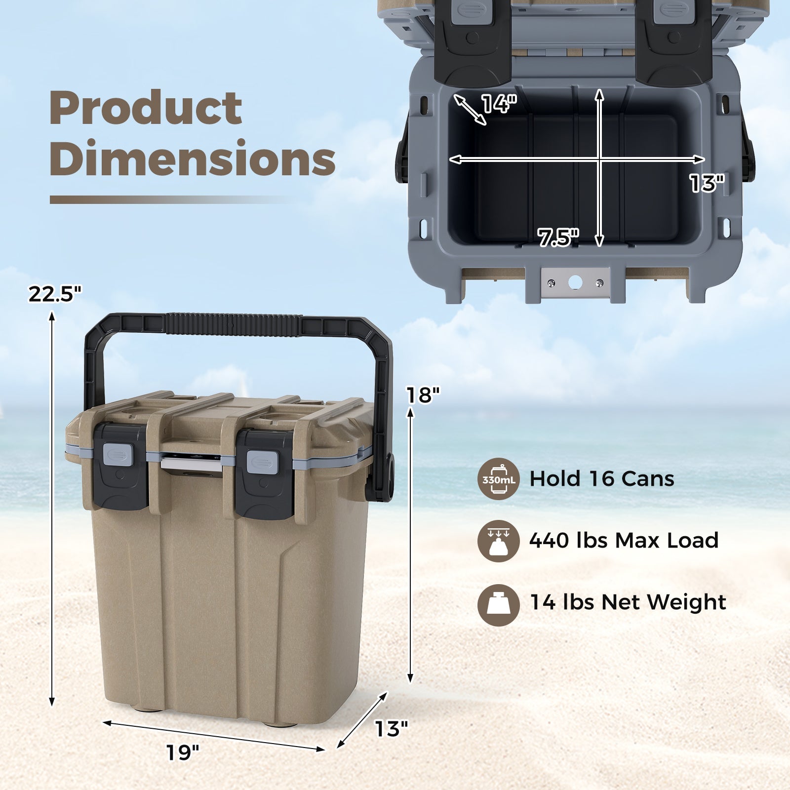 Ultra-Light Injection Molded Cooler 21 QT Hard Ice Chest - Energize Trek