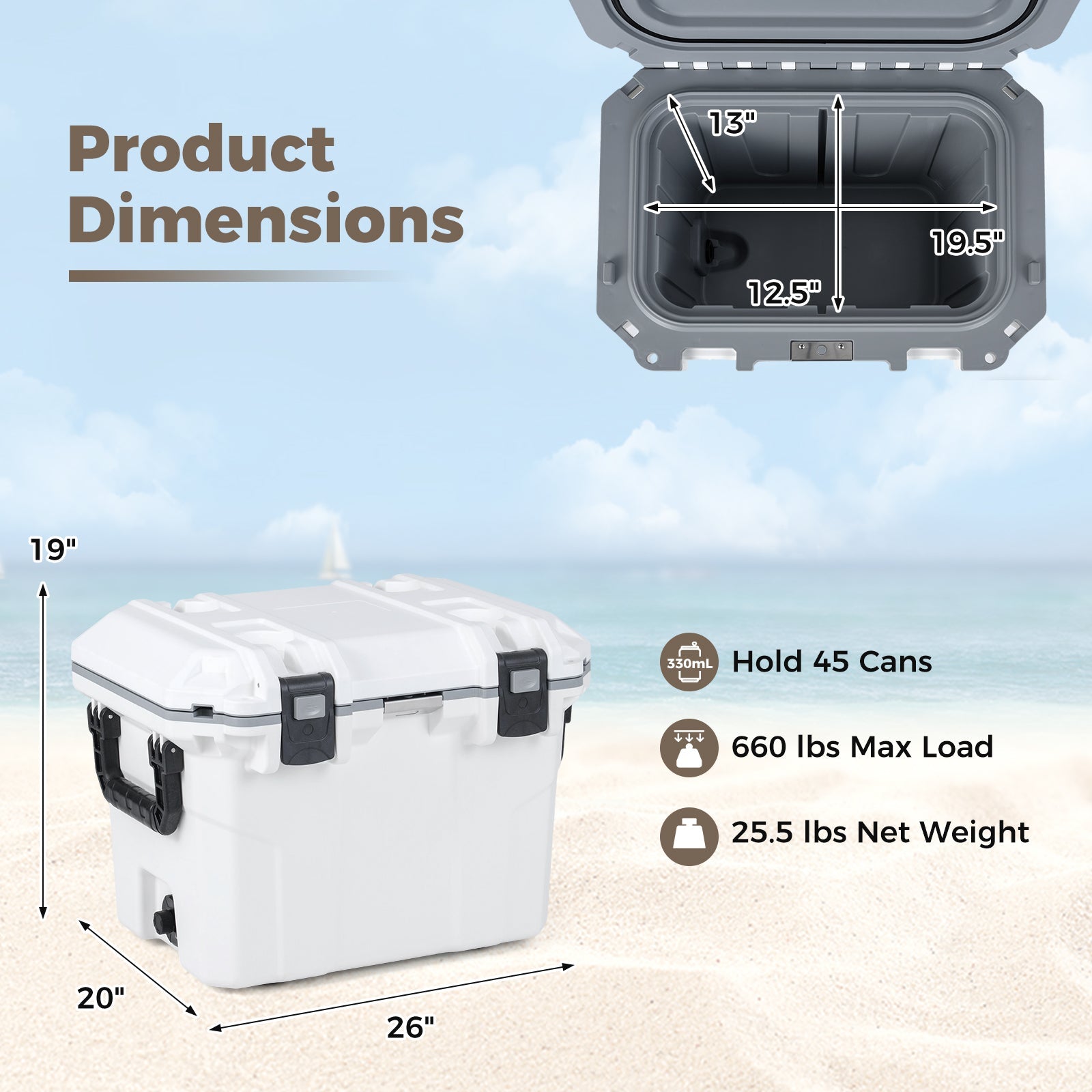 Ultra-Light Injection Molded Cooler 53 QT Hard Ice Chest - Energize Trek