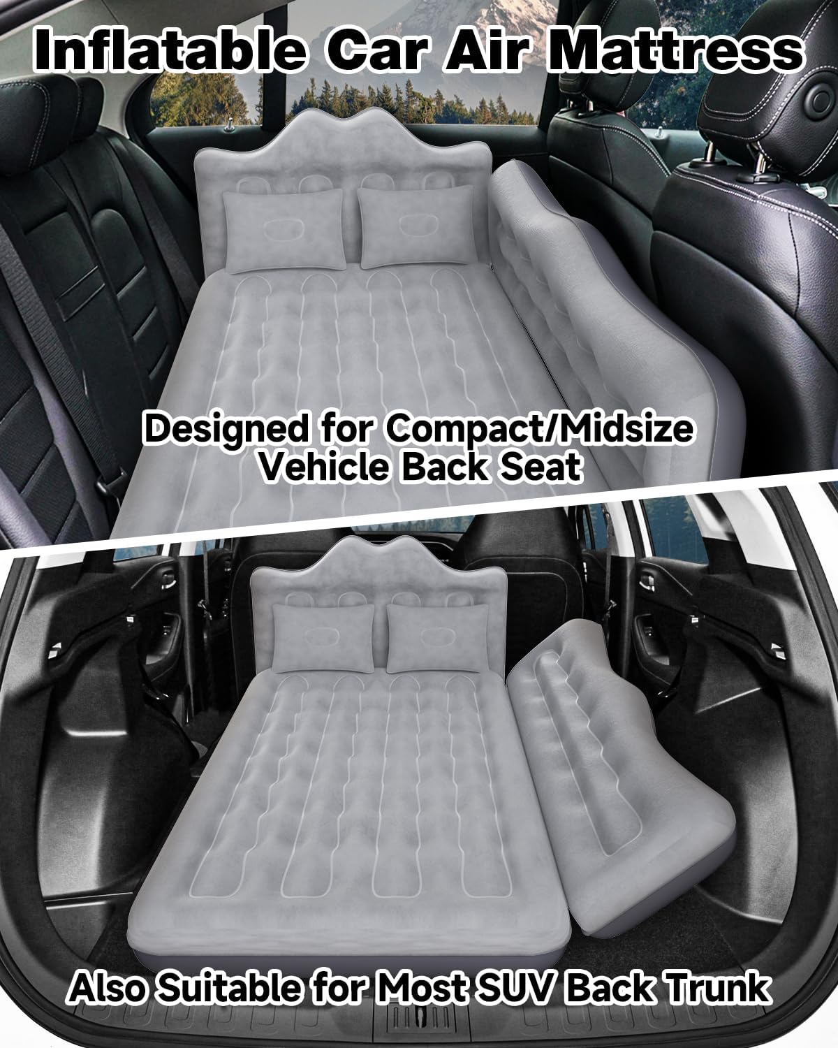Umbrauto 23.62in/60cm Wide Inflatable Truck Mattress Car & SUV Back Seat Camping Bed with Pump - Energize Trek